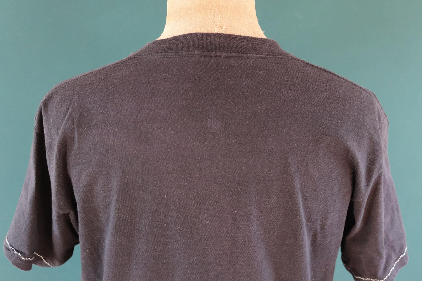 Vintage 1990s faded black t shirt - Aztec style design with tassels - 43” chest