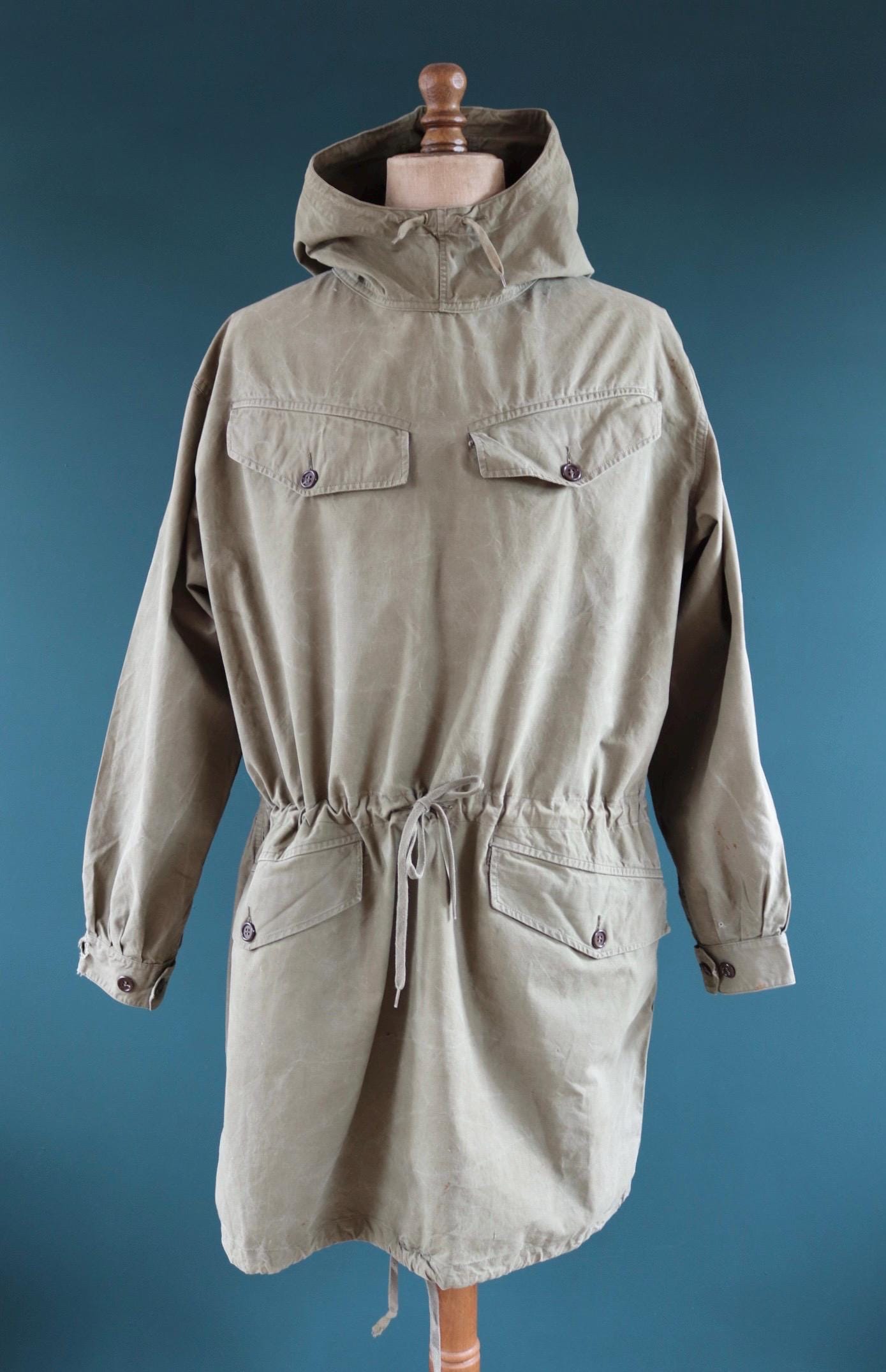 Vintage 1940s 50s French army smock - military anorak - M47 - 54” chest