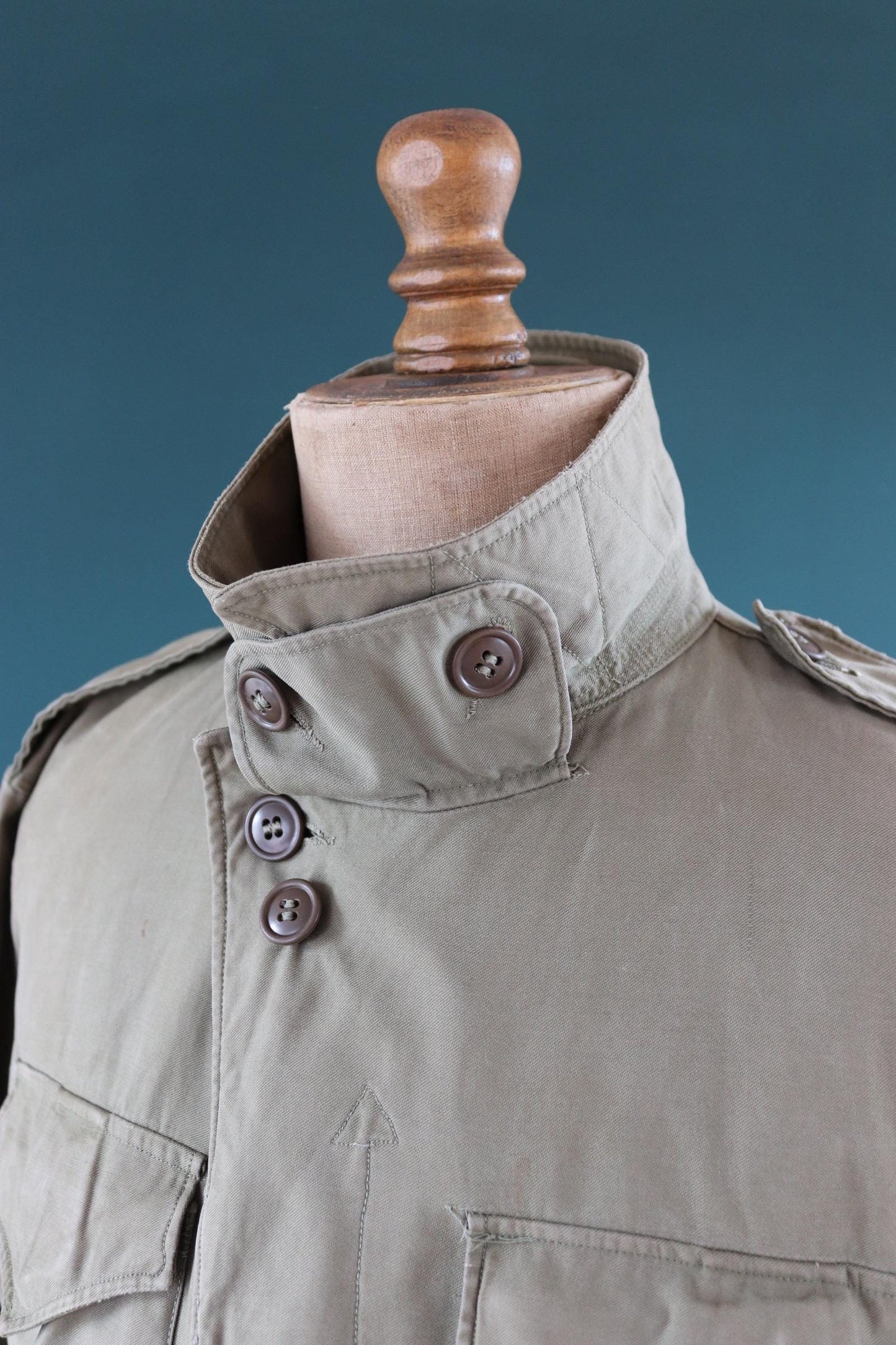 Vintage 1940s US army field jacket - WW2 M43 - green sateen cotton - 46” chest