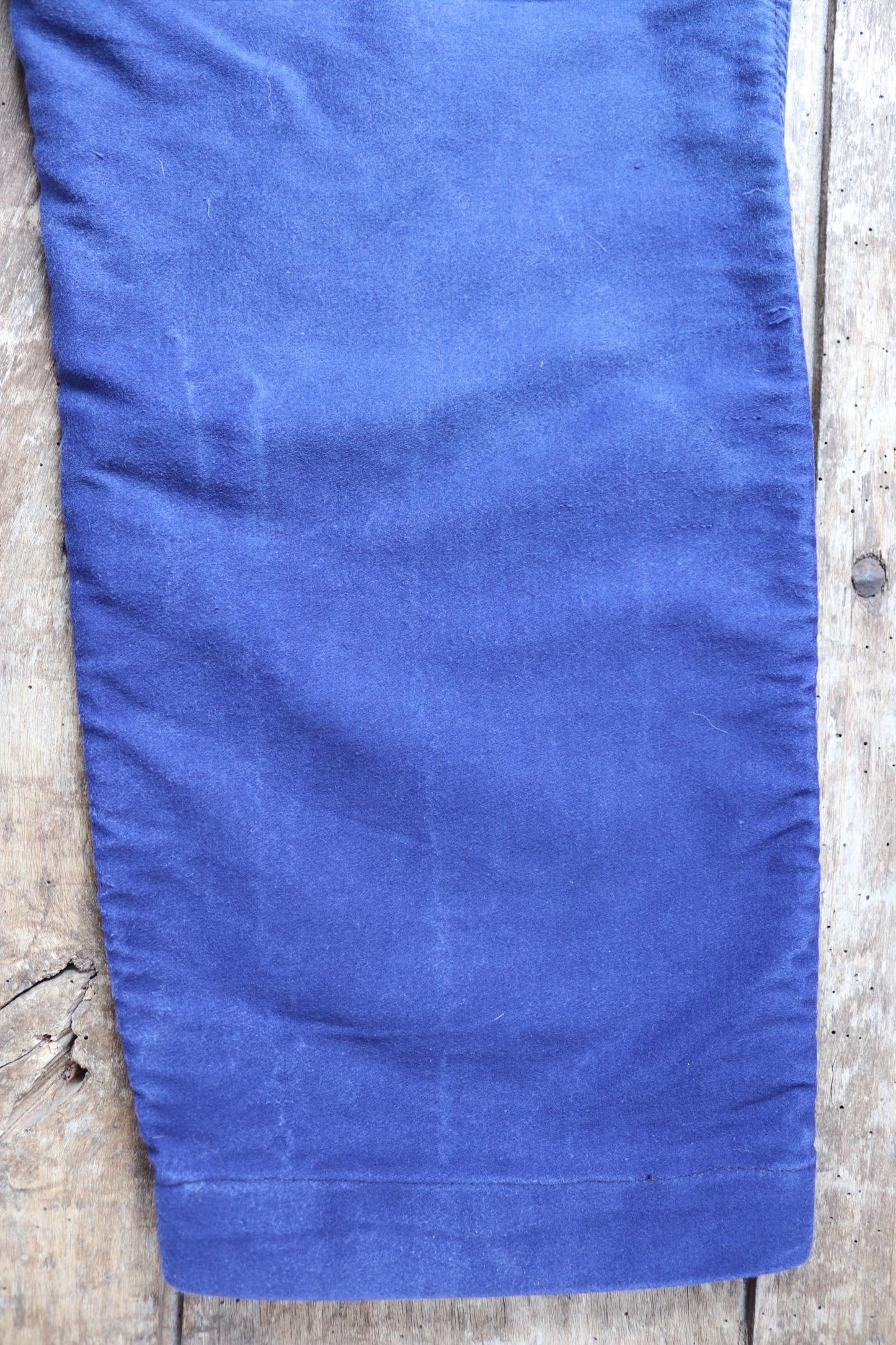 Vintage 1960s 70s French moleskin trousers - blue cotton workwear - chore pants - Le Mont St Michel - 31” x 23”