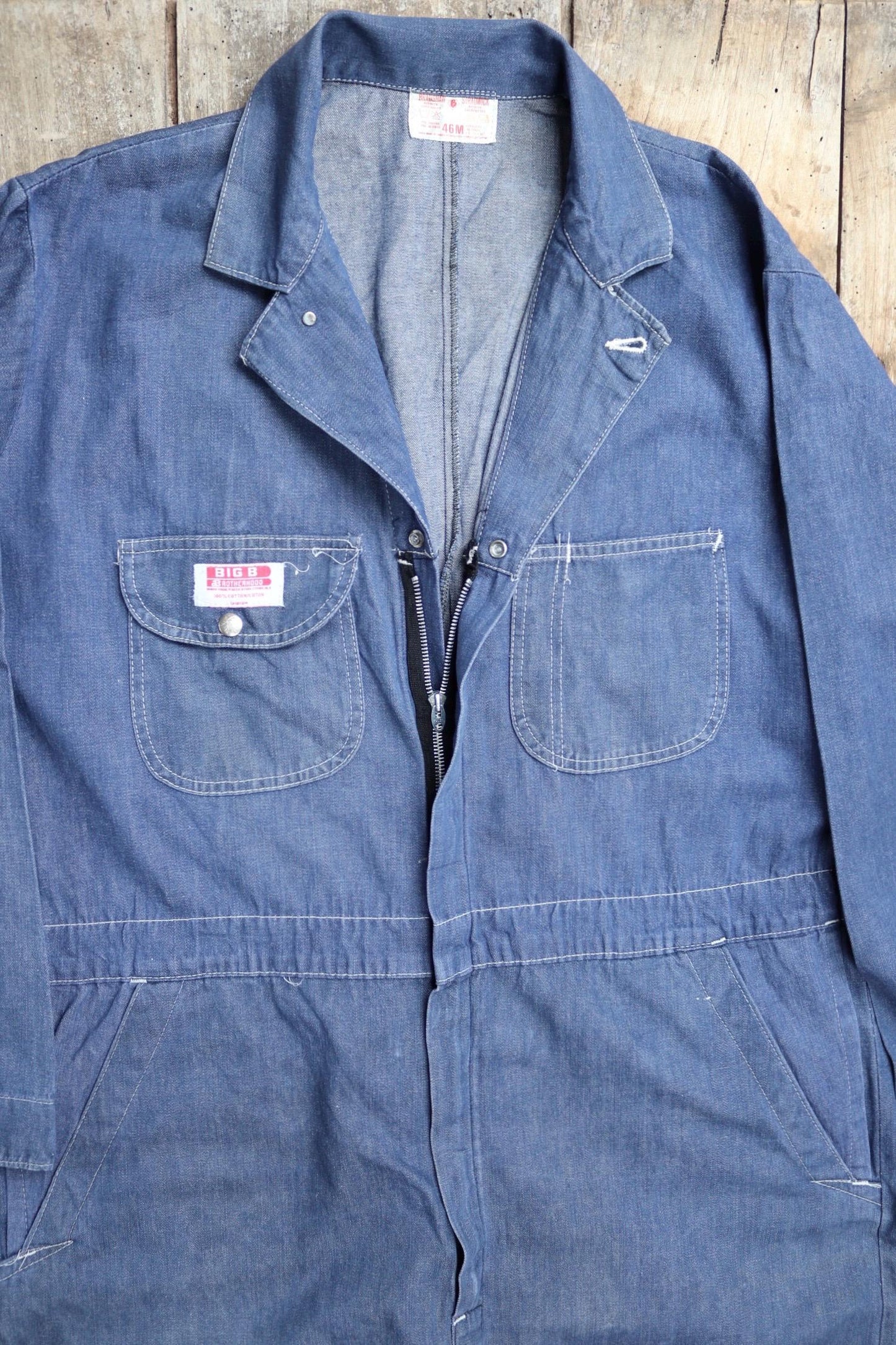 Vintage 1970s 80s workwear coveralls - blue denim overalls - 54” x 47” x 33” - mechanic boiler suit - Goodwood