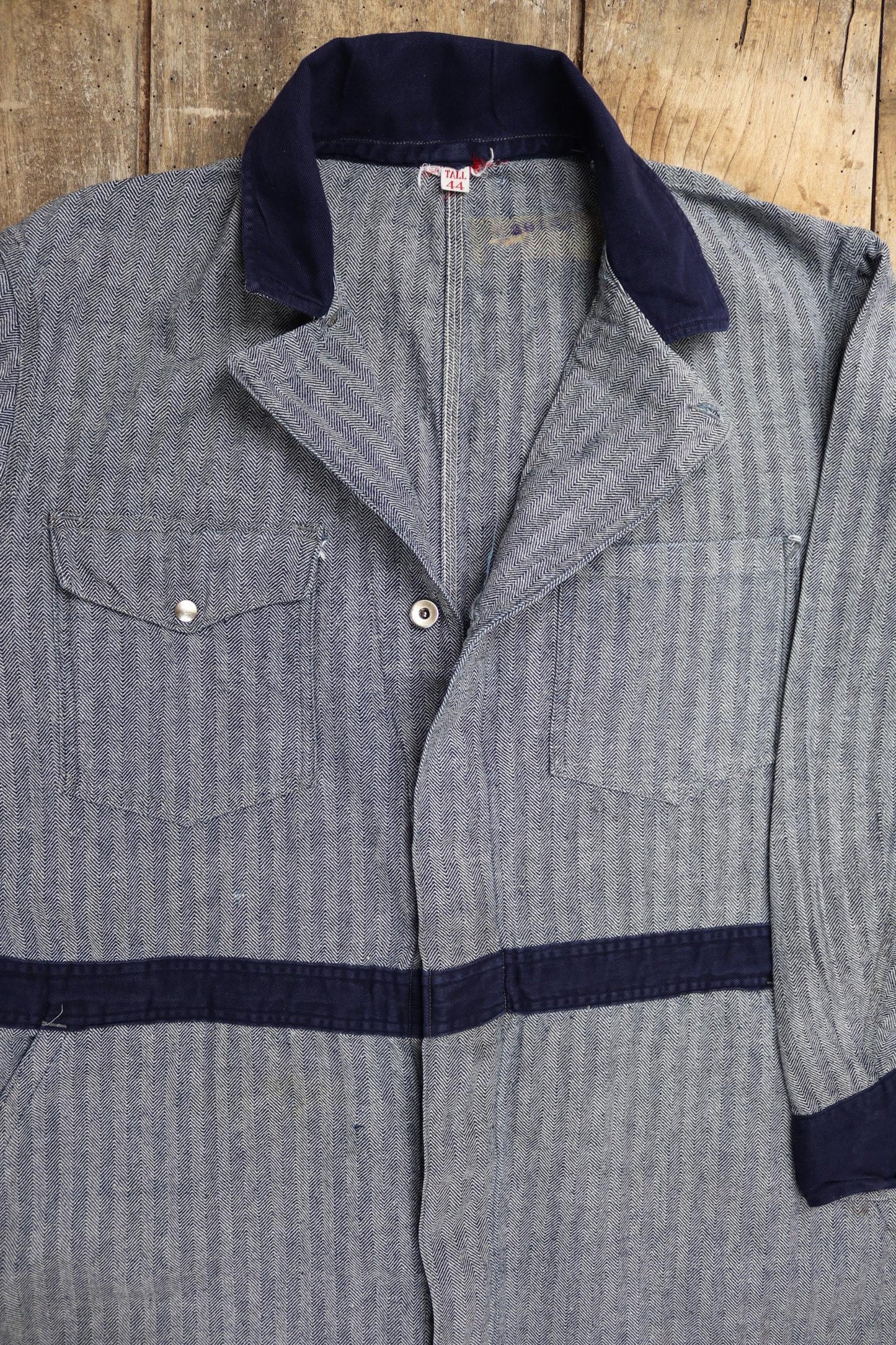 Vintage 1960s workwear coveralls - herringbone denim overalls - 46” x 39” x 32” - mechanic boiler suit - Goodwood outfit