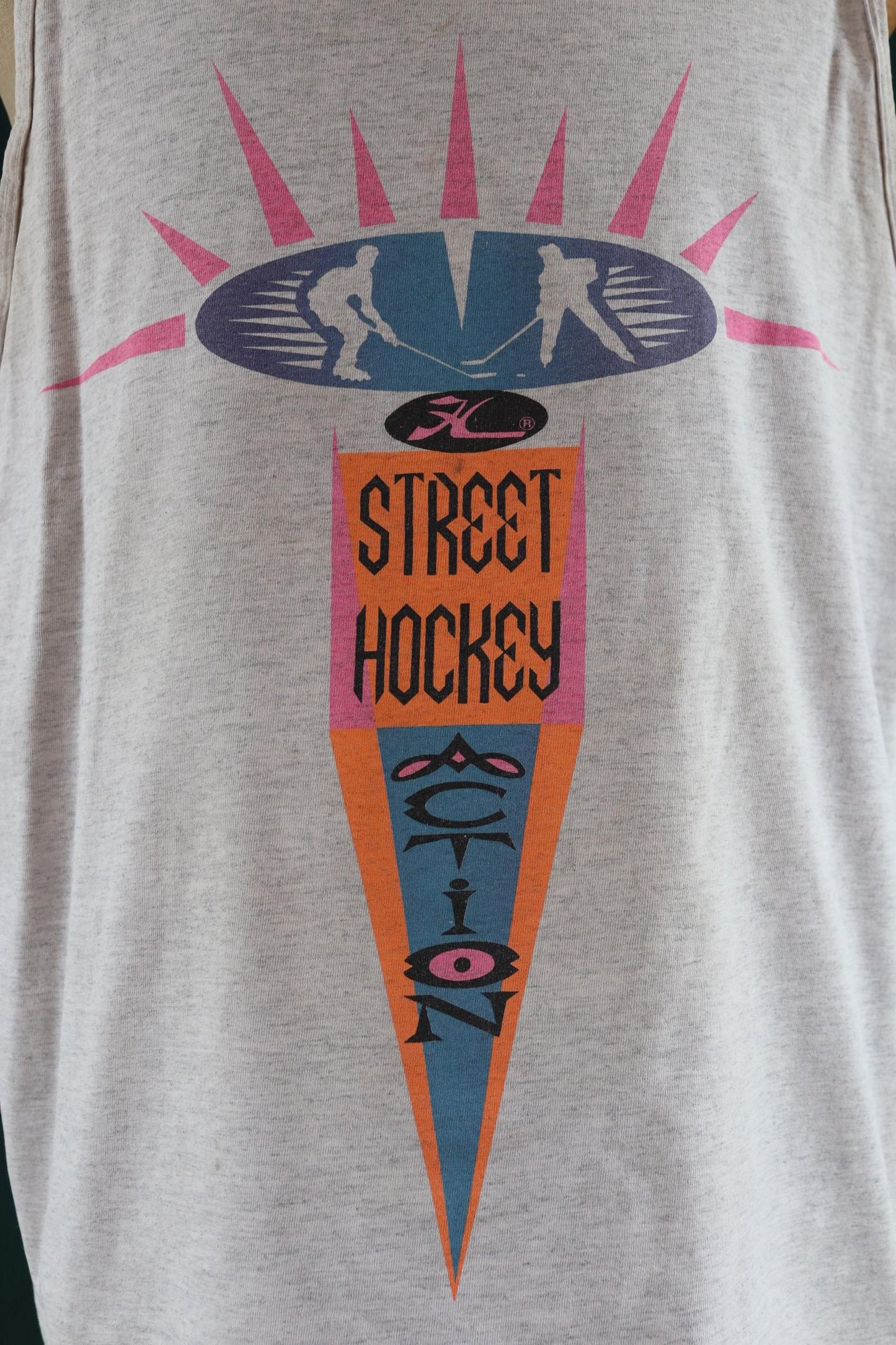 Vintage 1990s Hobie vest top - neon vest - street hockey graphic - surf singlet - 51” chest