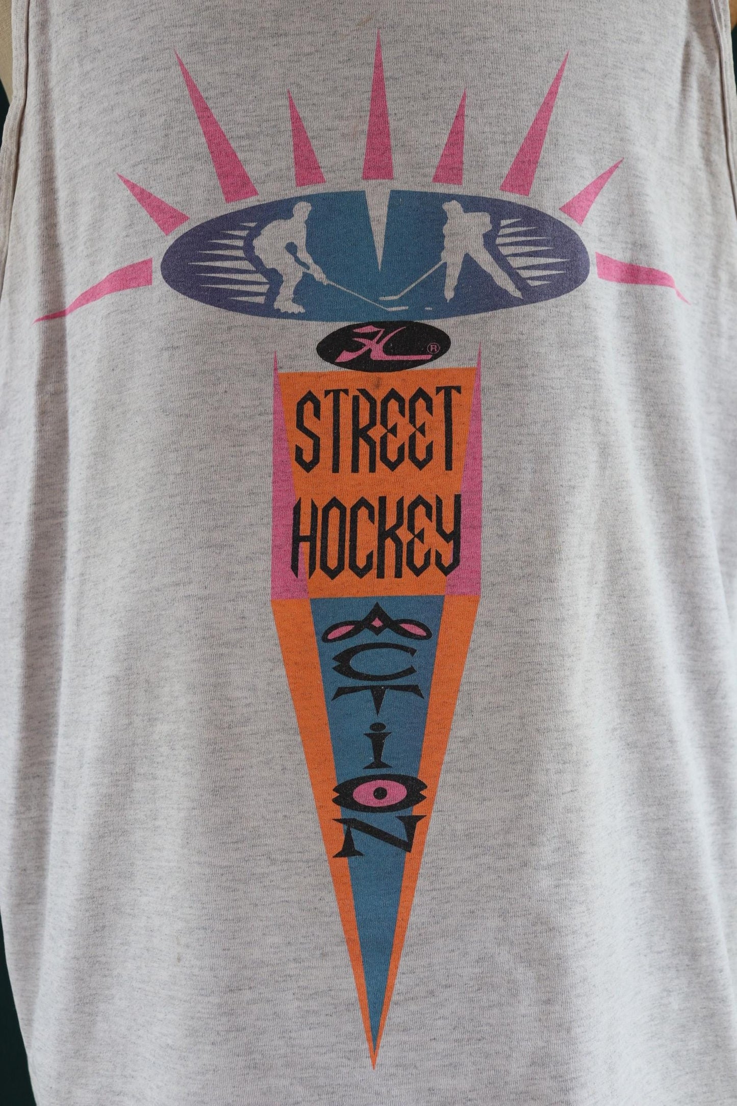 Vintage 1990s Hobie vest top - neon vest - street hockey graphic - surf singlet - 51” chest