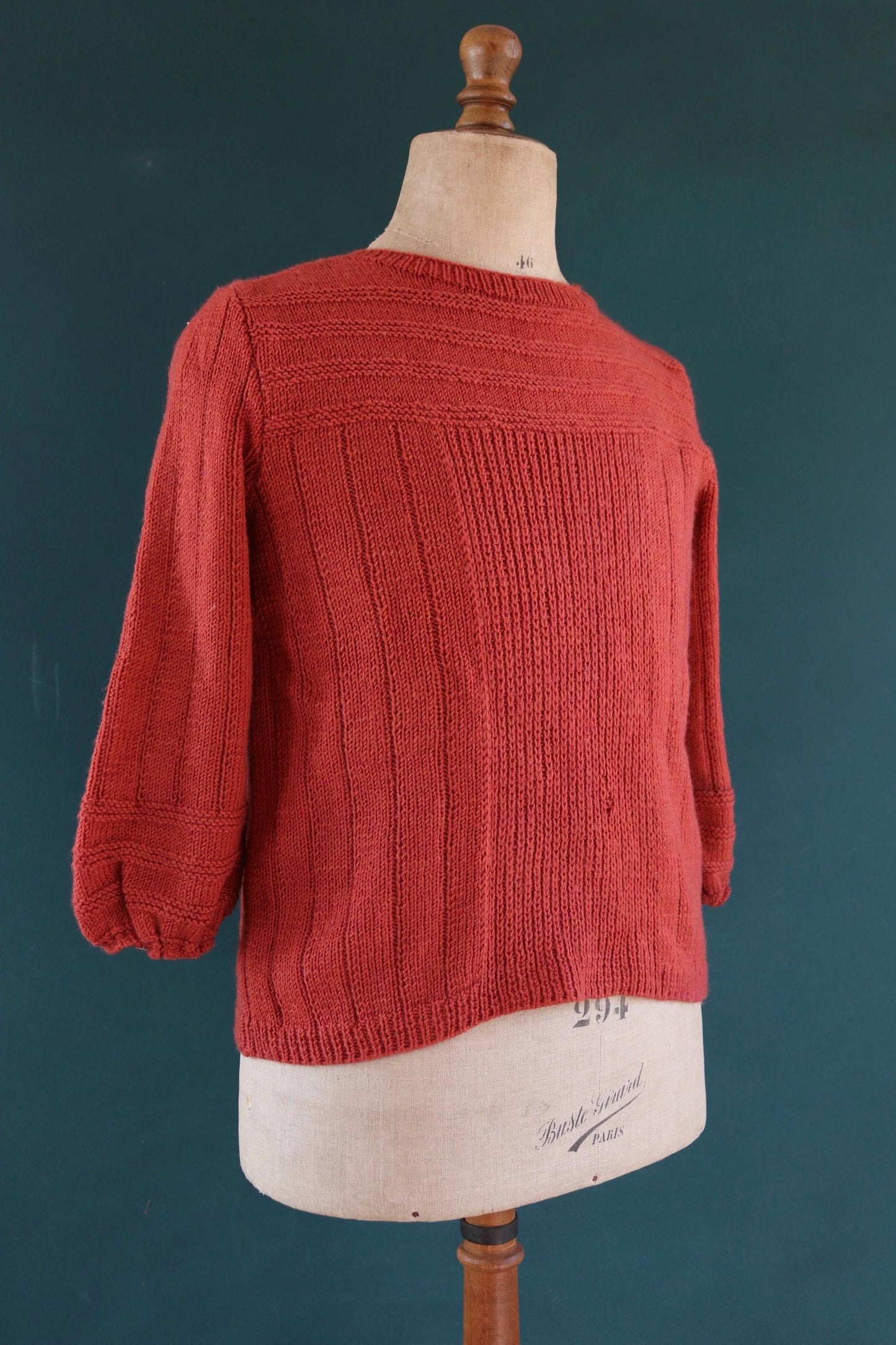 Vintage 1950s 60s French hand knitted sweater - handmade jumper - darned knitwear - 40” chest