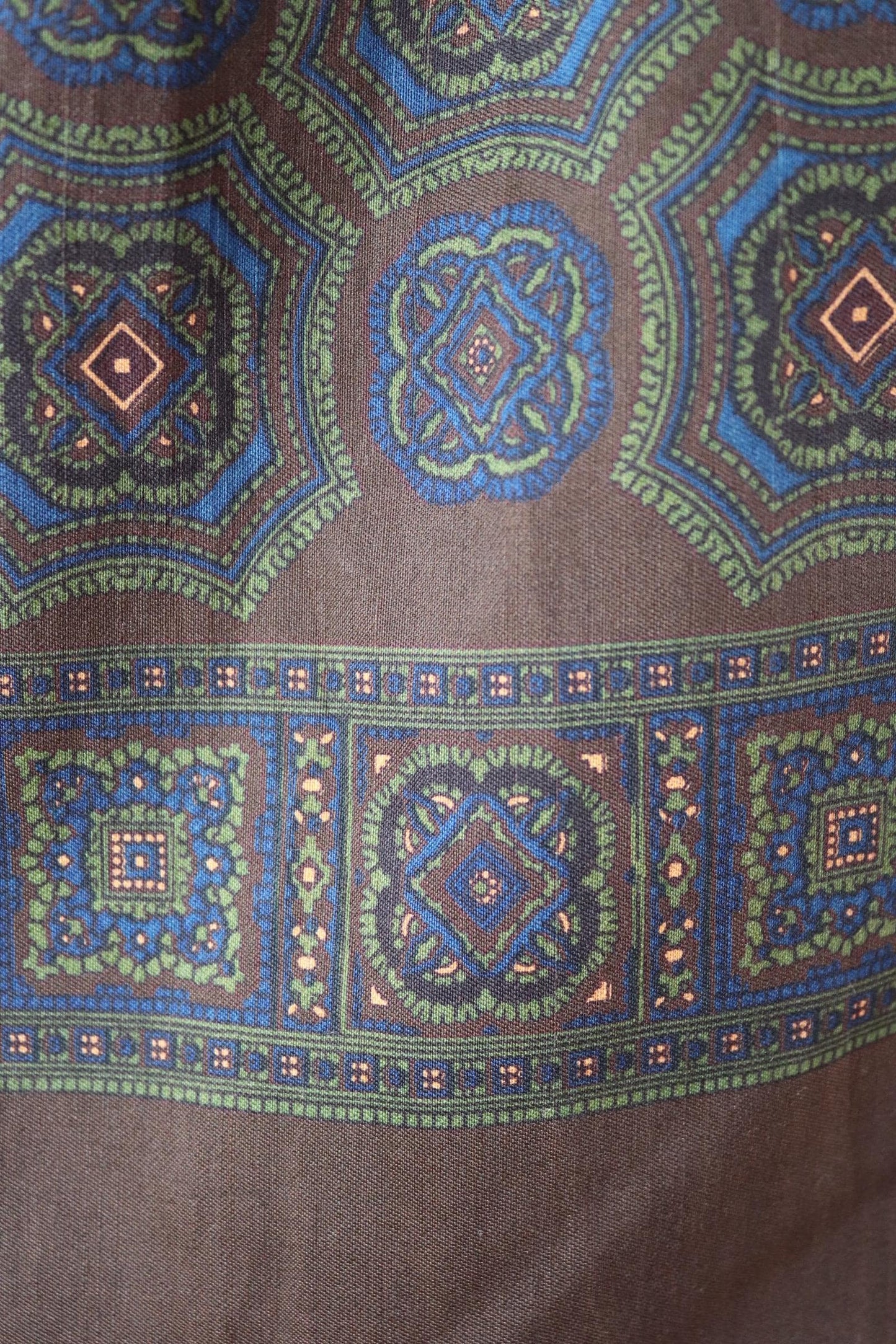 Vintage mens neck scarf - Italian wool and silk - brown blue and green - Goodwood festival - wedding attire