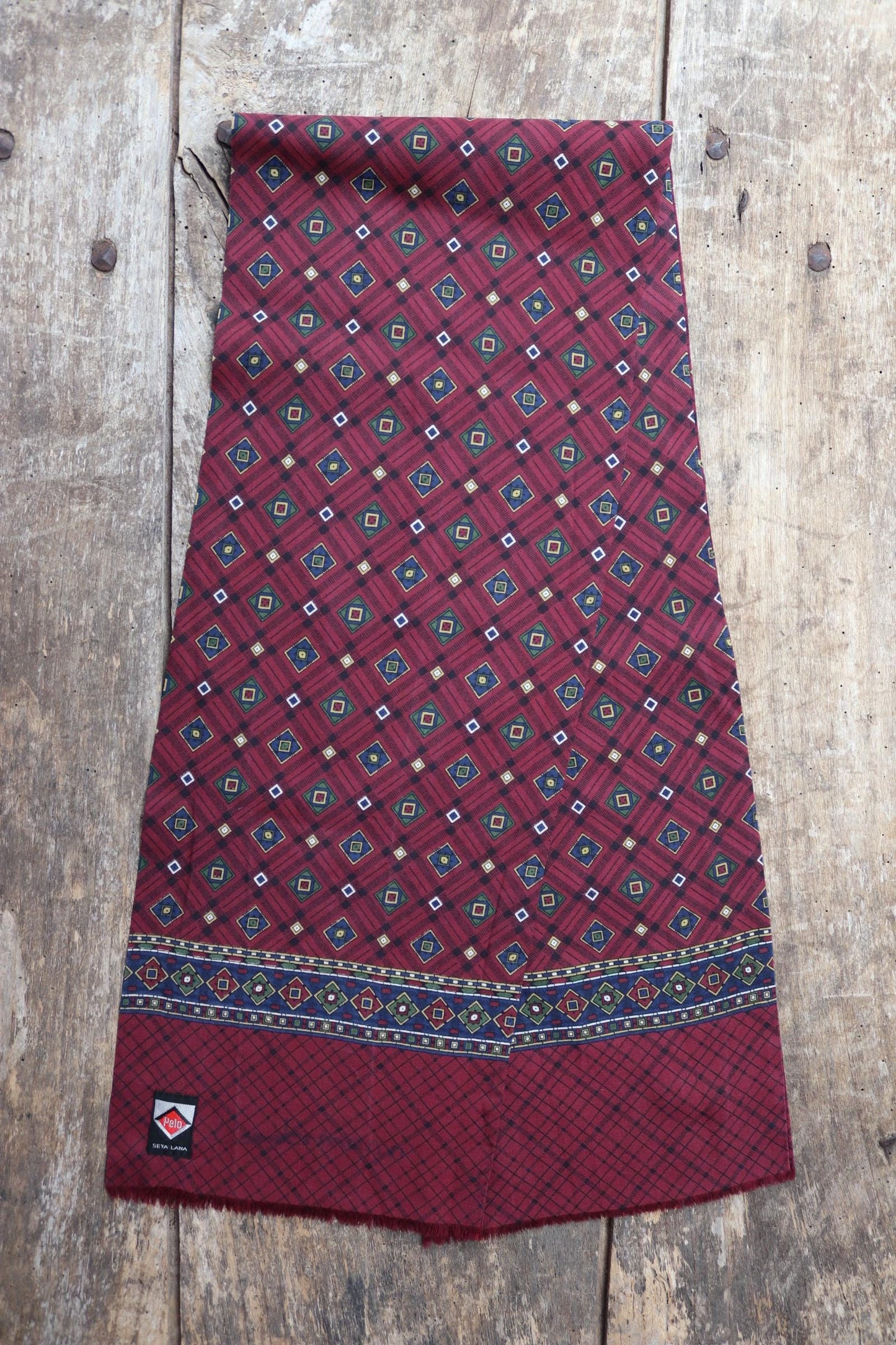 Vintage Italian scarf - silk and wool - mod style - Goodwood - wedding attire