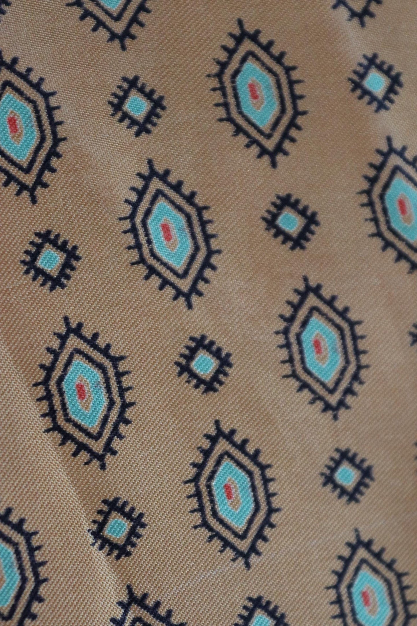 Vintage mens neck scarf - ochre and turquoise - mod style - Goodwood festival - wedding attire