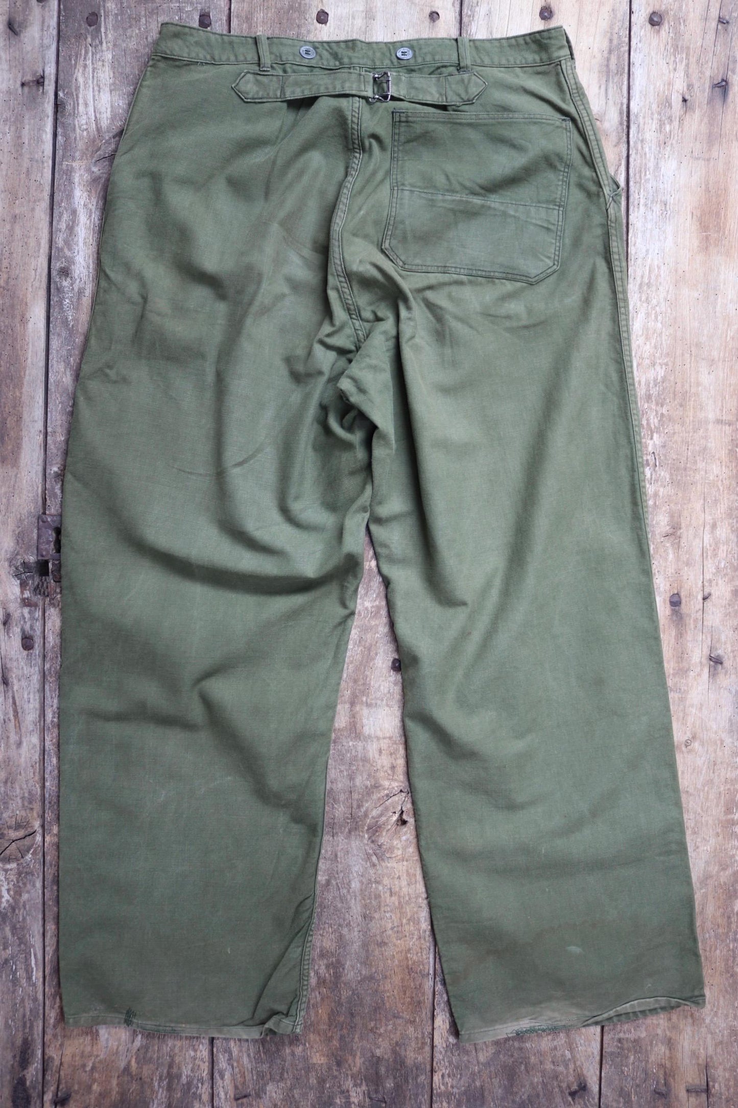 Vintage 1940s 50s Swedish army trousers - military workwear - cotton twill buckle back pants - utility field chore - 34” x 30”