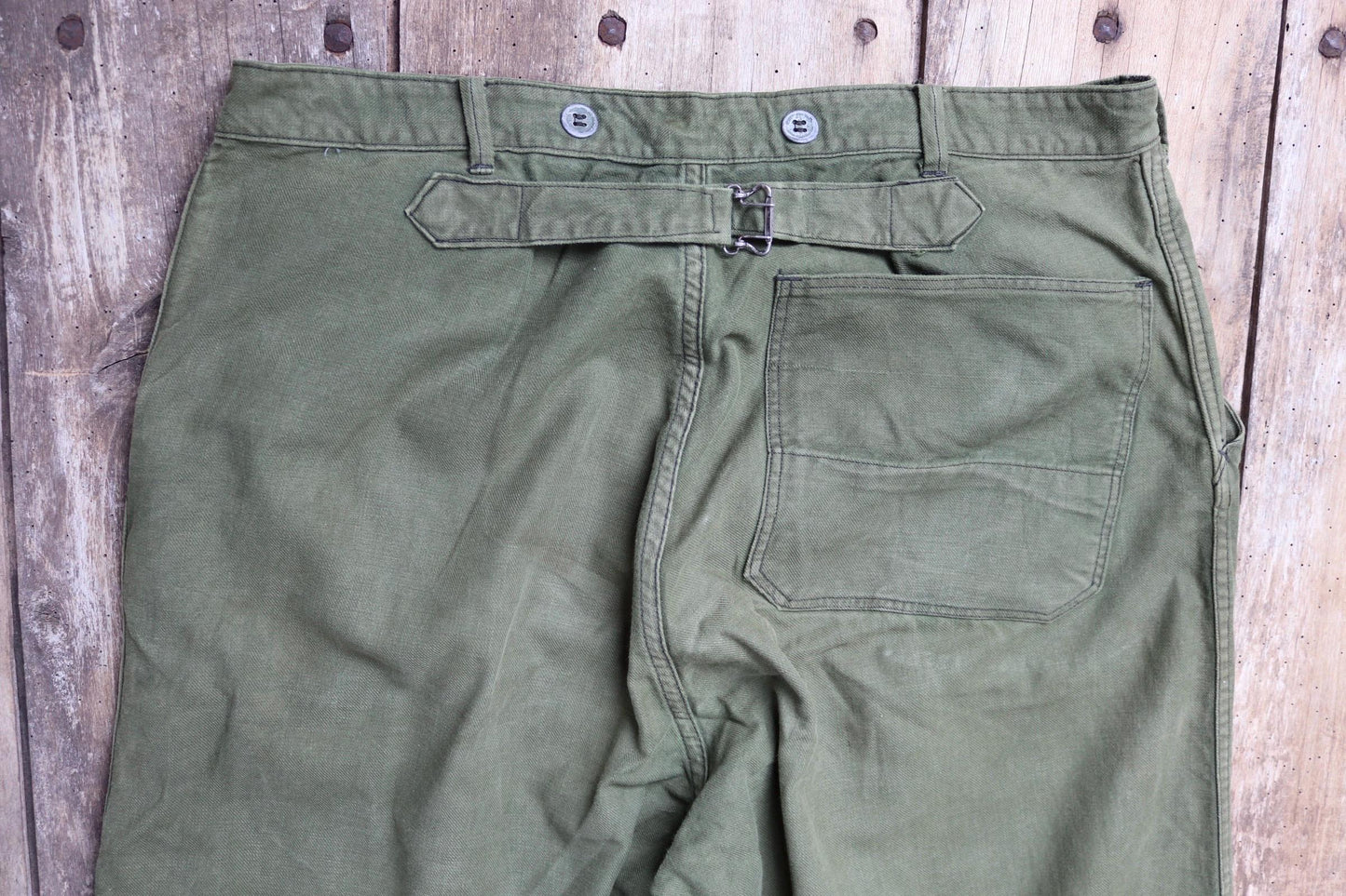 Vintage 1940s 50s Swedish army trousers - military workwear - cotton twill buckle back pants - utility field chore - 34” x 30”