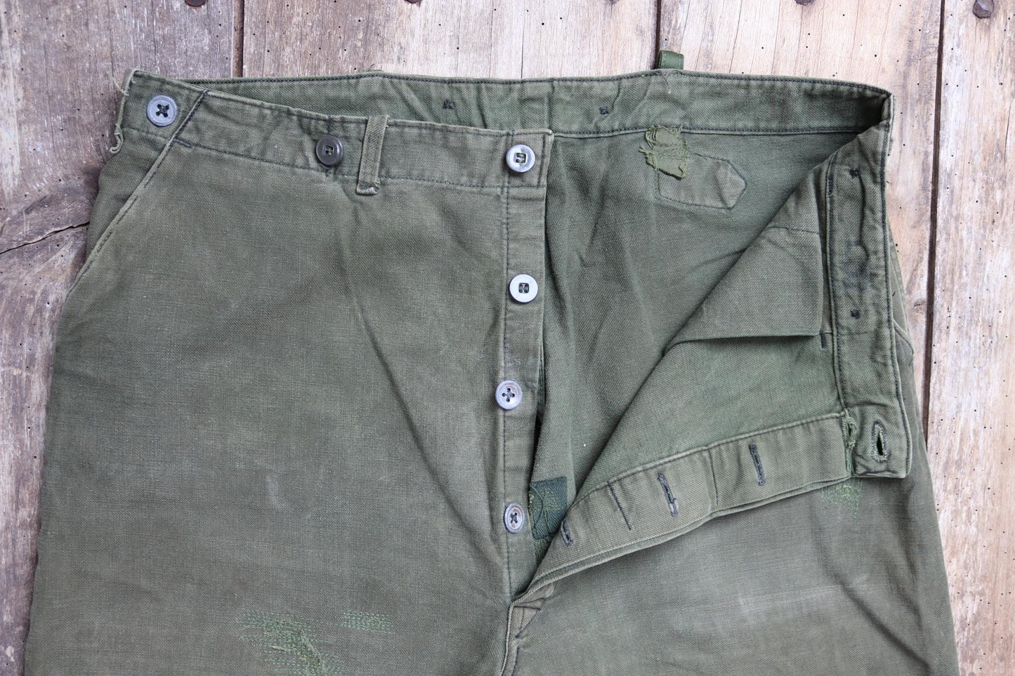 Vintage 1940s 50s Swedish army trousers - military workwear - cotton twill buckle back pants - utility field chore - 34” x 30”