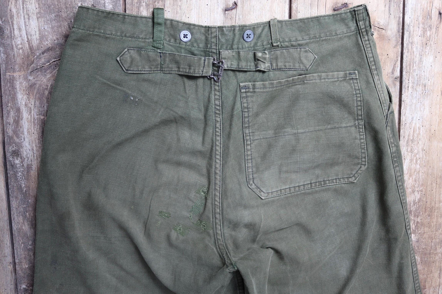 Vintage 1940s 50s Swedish army trousers - military workwear - cotton twill buckle back pants - utility field chore - 34” x 30”