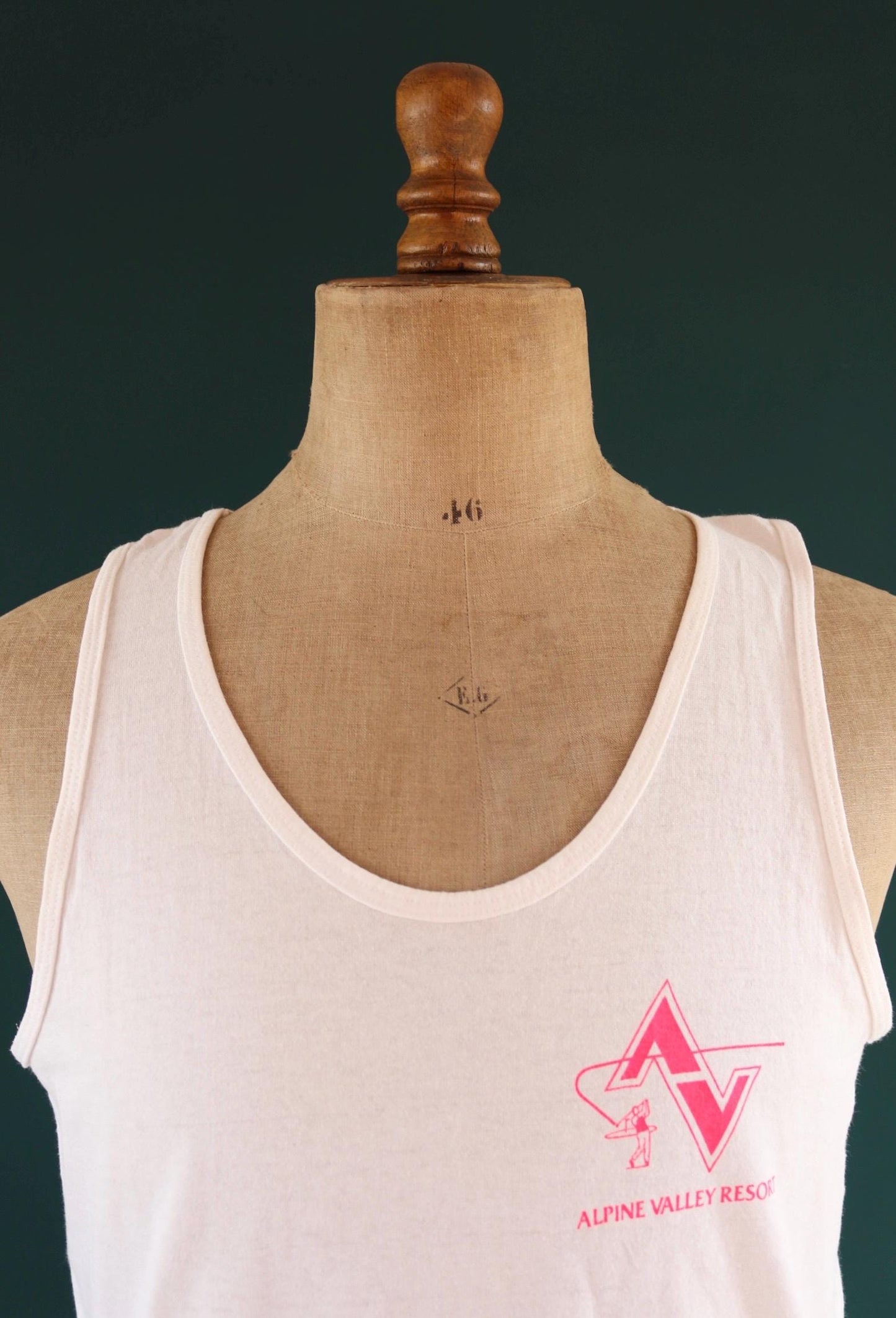 Vintage 1990s white and neon vest - Alpine golf resort - surf style for beach or gym - singlet t shirt - 40” chest