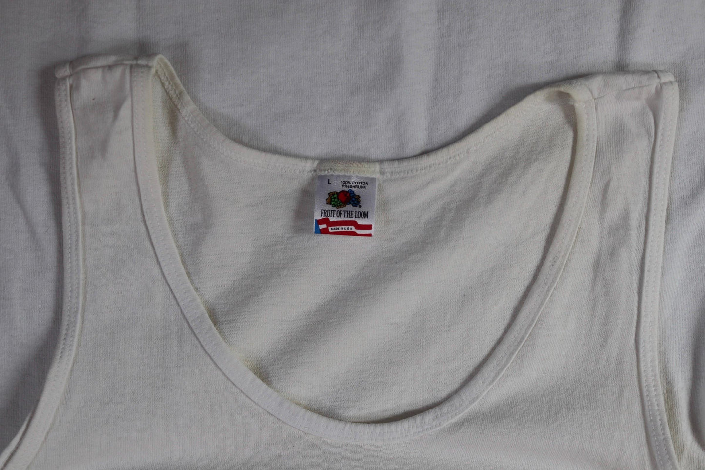 Vintage 1990s white and neon vest - Alpine golf resort - surf style for beach or gym - singlet t shirt - 40” chest