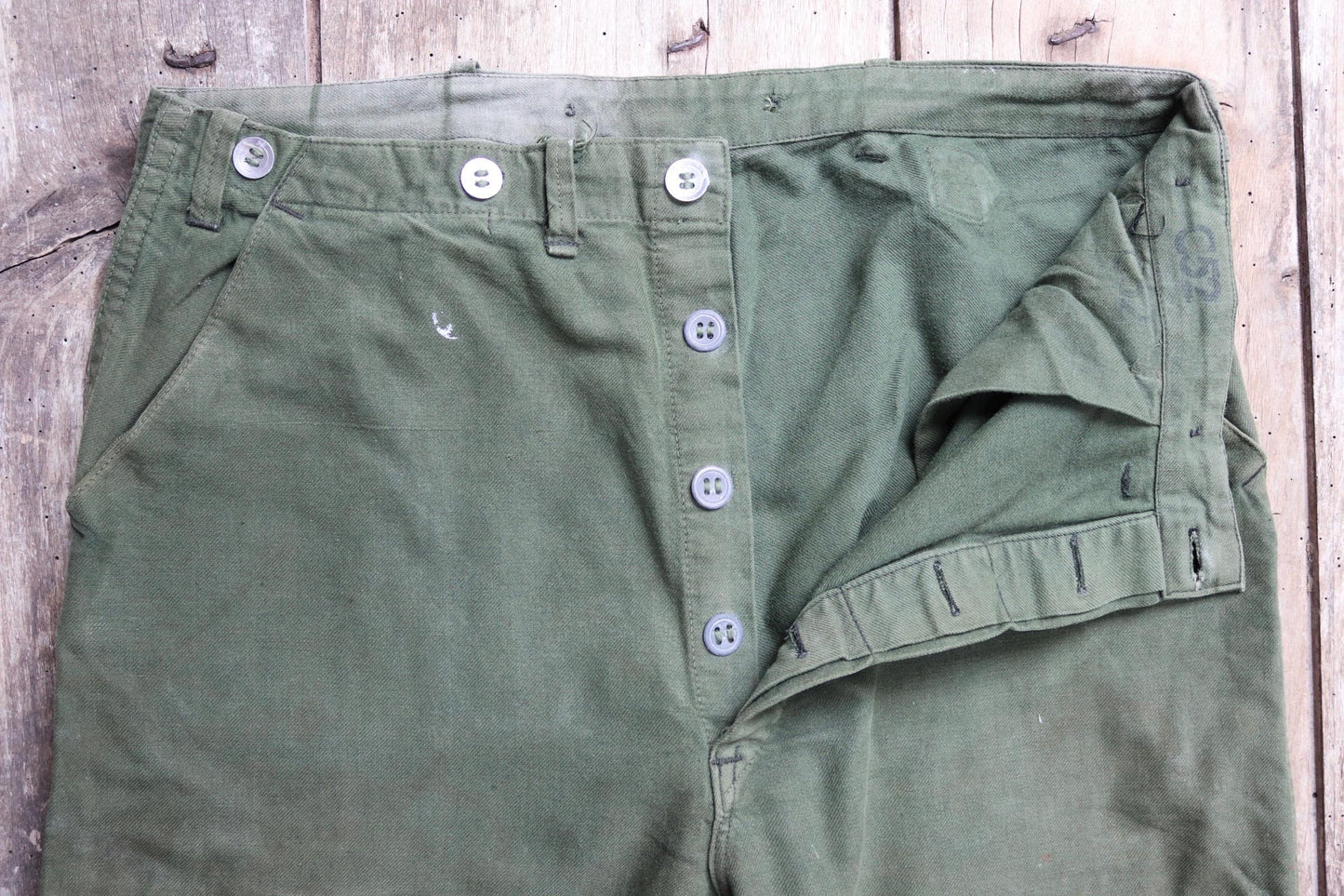 Vintage 1940s 50s Swedish military workwear trousers - utility chore pants - buckle back - 34” x 30”