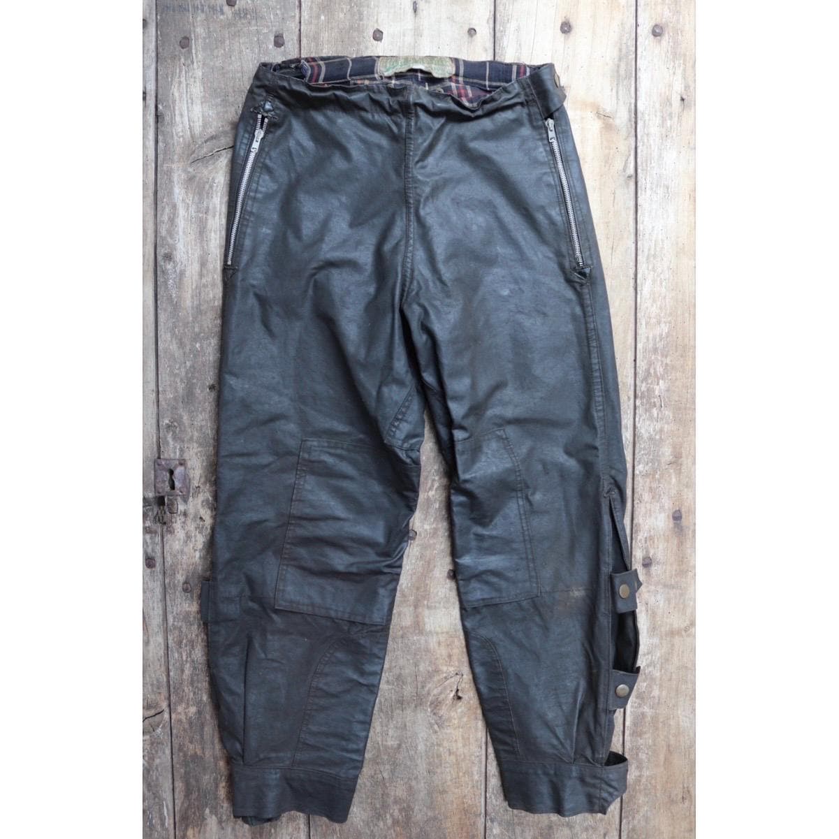 Vintage 1950s Barbour International Suit trousers - waxed cotton - 30" x 27" - Newey press studs - for motorcycle riding - dispatch rider