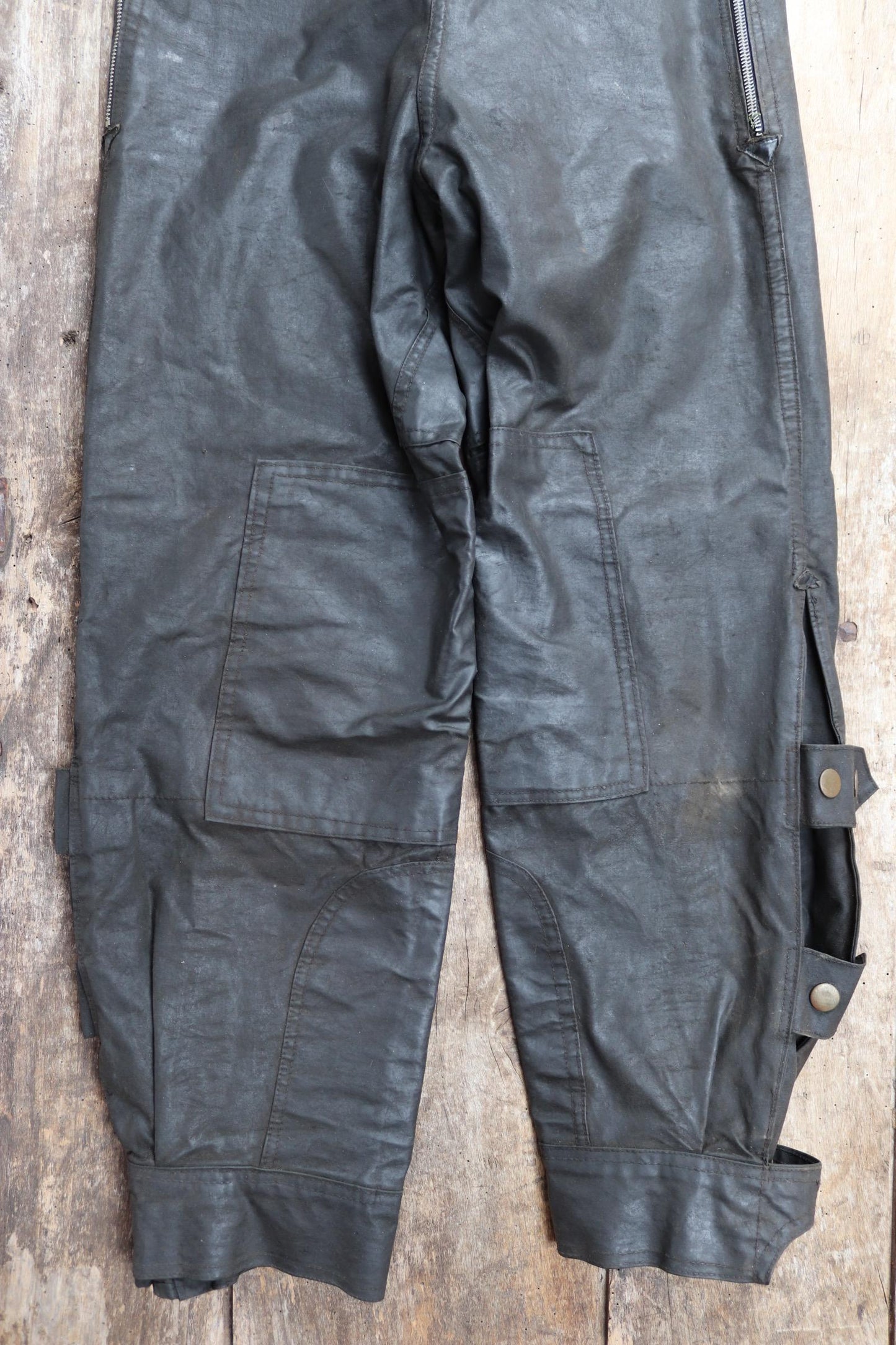 Vintage 1950s Barbour International Suit trousers - waxed cotton - 30" x 27" - Newey press studs - for motorcycle riding - dispatch rider