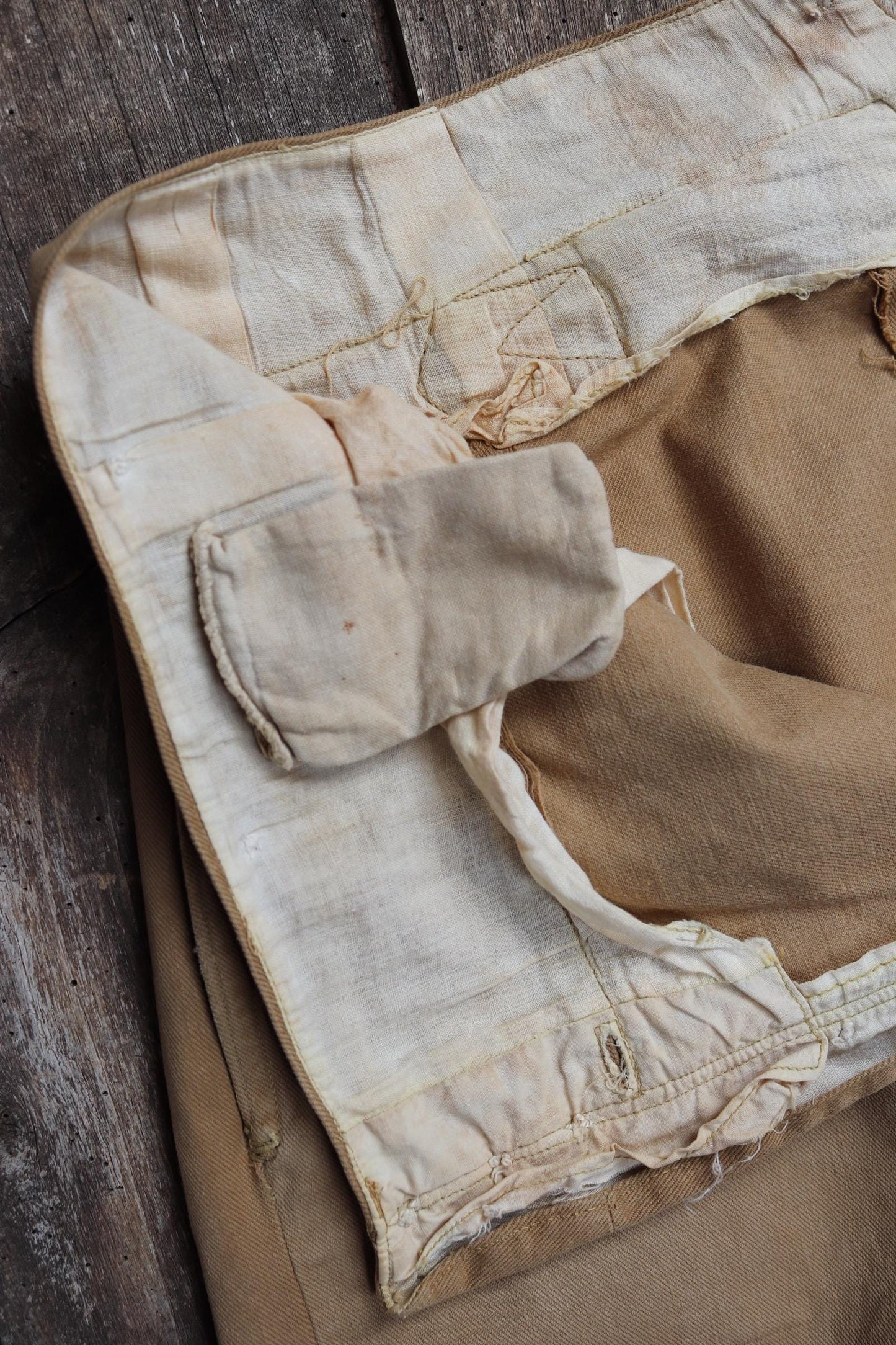 Vintage 1900s 10s French officers trousers - antique military pants - 39” x 30” - buckle back - bone buttons