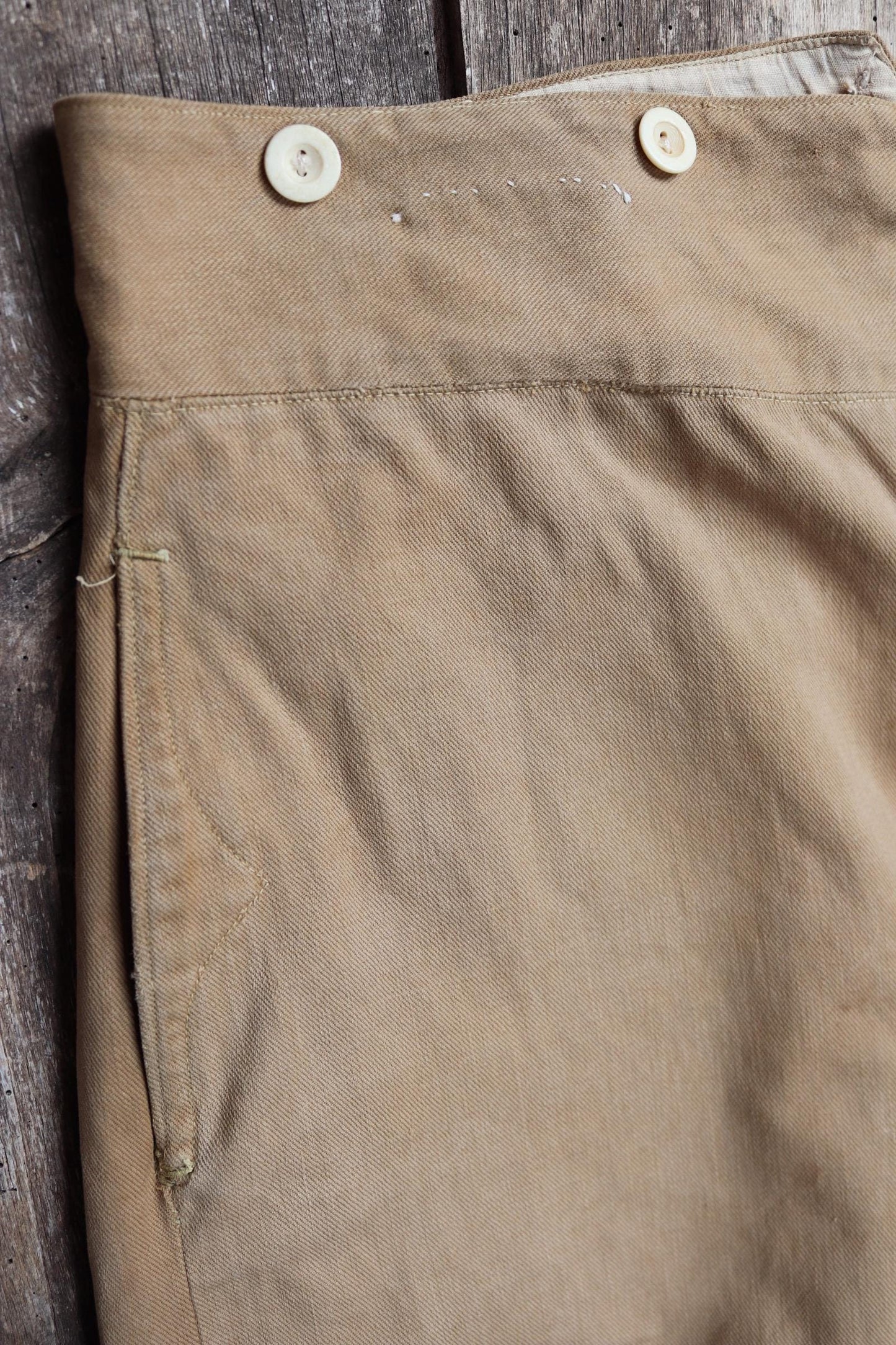 Vintage 1900s 10s French officers trousers - antique military pants - 39” x 30” - buckle back - bone buttons