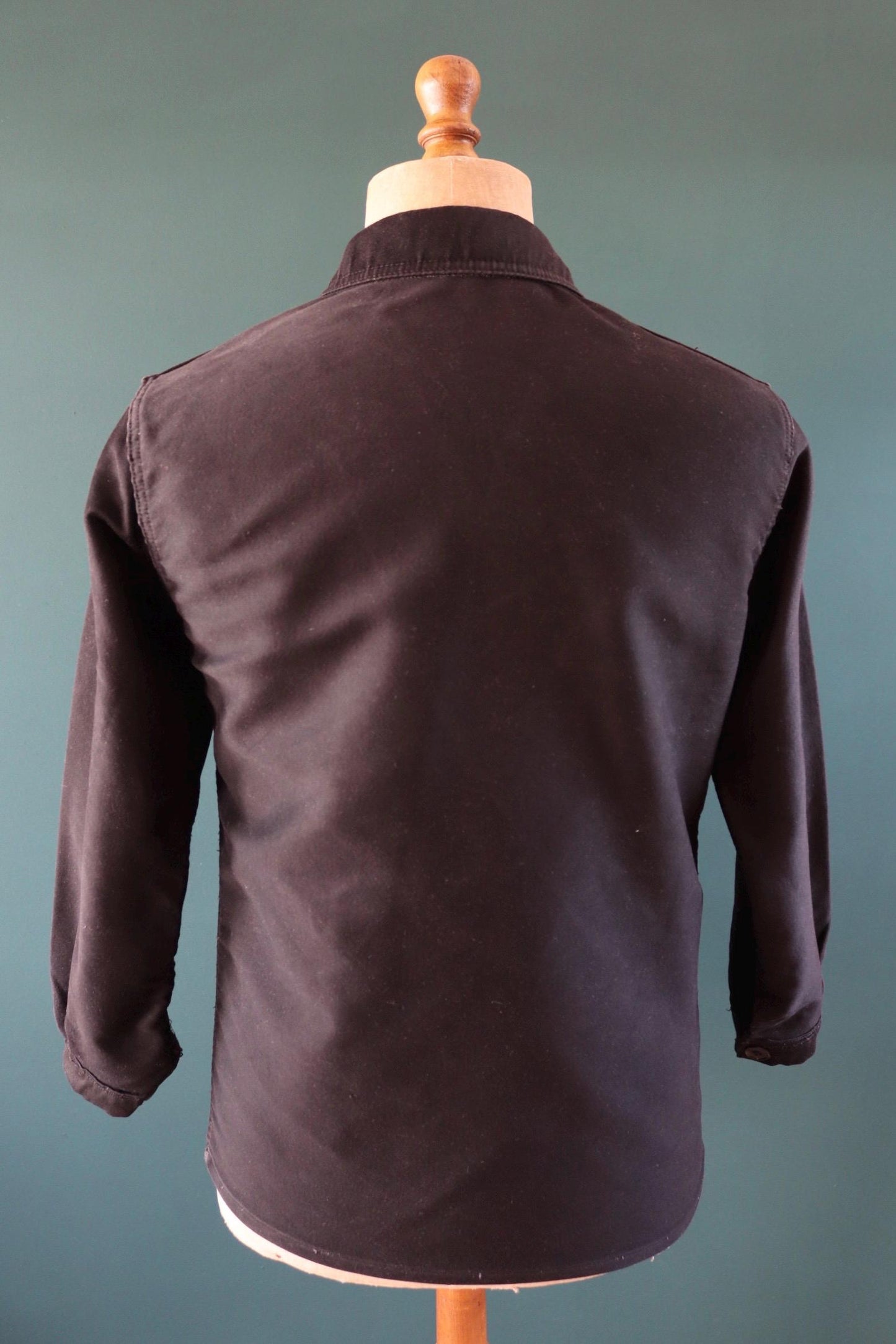 Vintage French black moleskin workwear jacket - Le Mont St Michel - 1950s chore coat - 39” chest