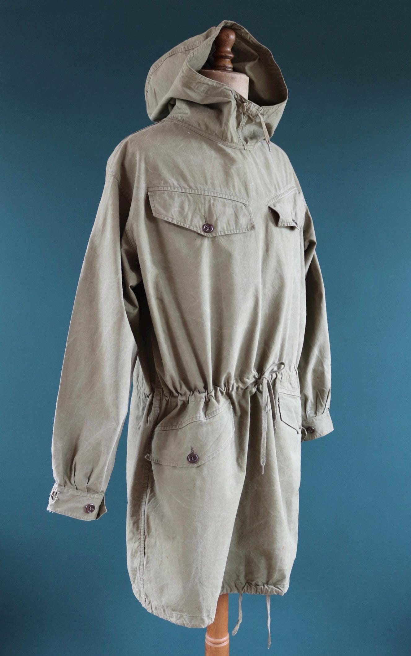 Vintage 1940s 50s French army smock - military anorak - M47 - 54” chest