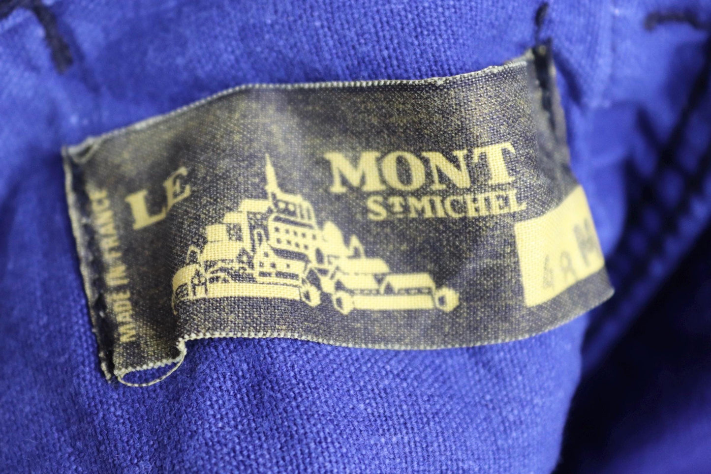 Vintage 1960s 70s French moleskin trousers - blue cotton workwear - chore pants - Le Mont St Michel - 31” x 23”