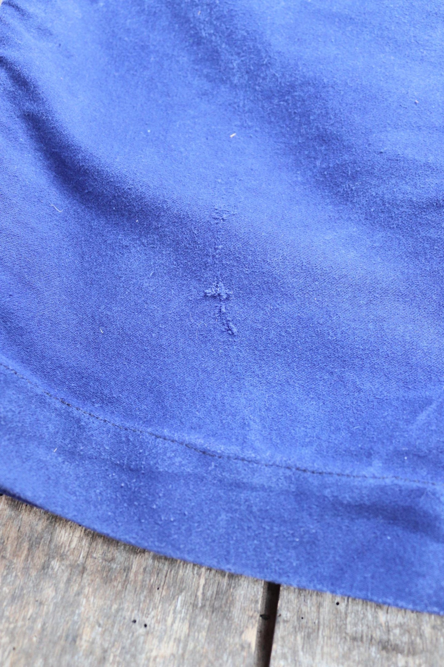 Vintage 1960s 70s French moleskin trousers - blue cotton workwear - chore pants - Le Mont St Michel - 31” x 23”