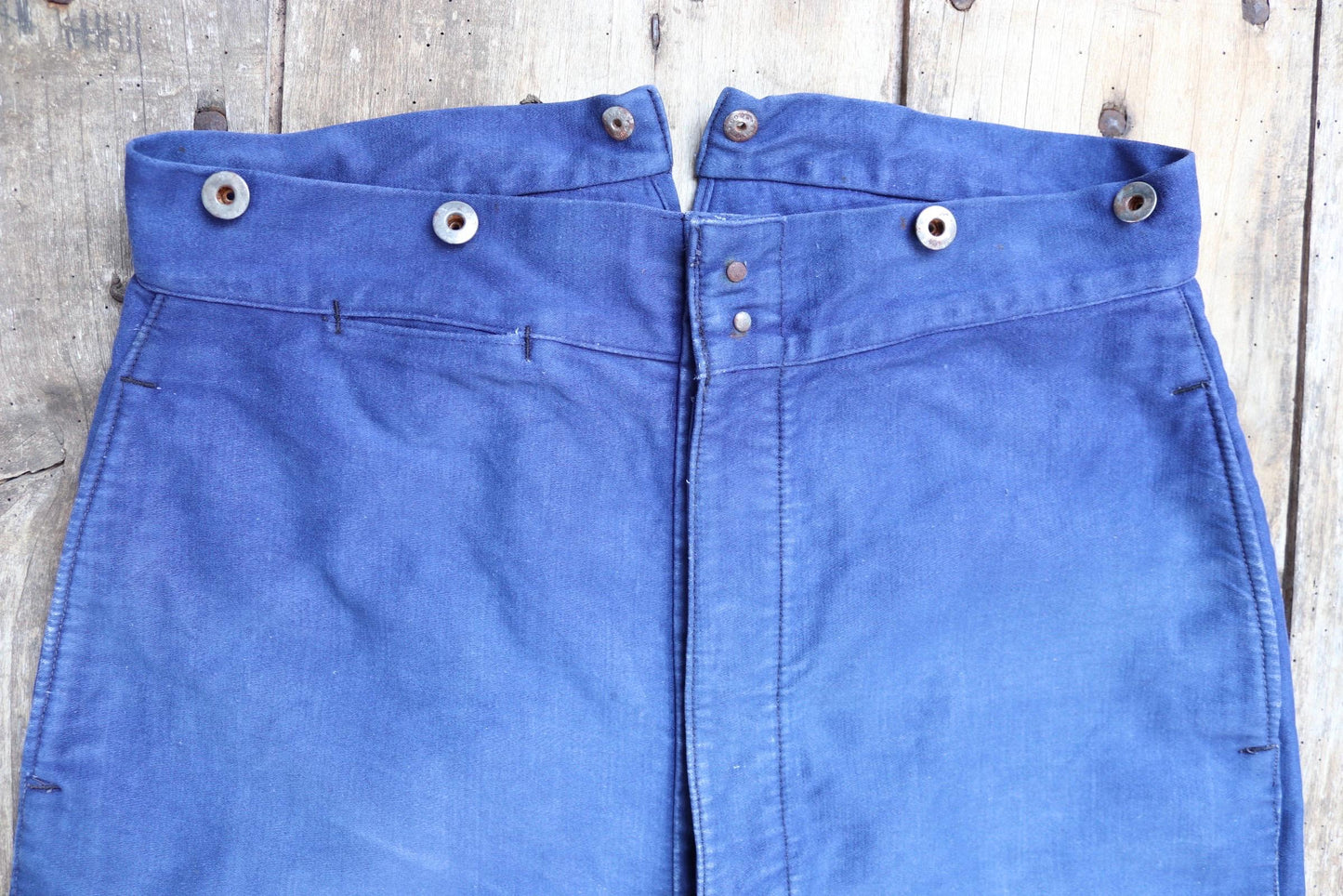 Vintage 1940s 50s French workwear trousers - moleskin chore pants - buckle back - 32” x 25”
