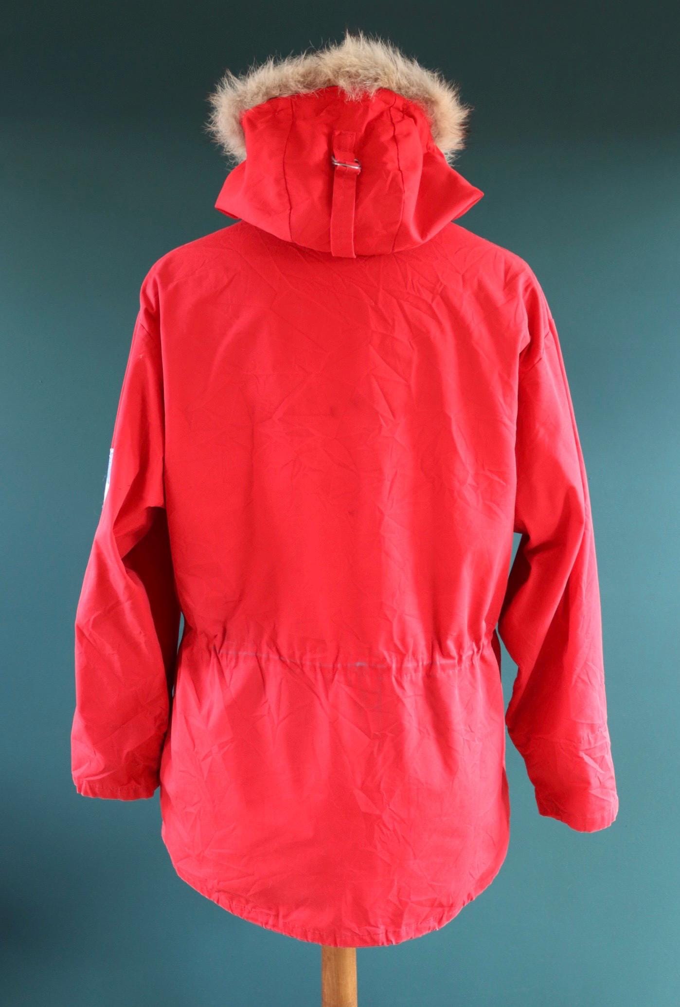 Vintage 1980s Norwegian skiiing smock - hiking anorak - 50” chest - fur hood