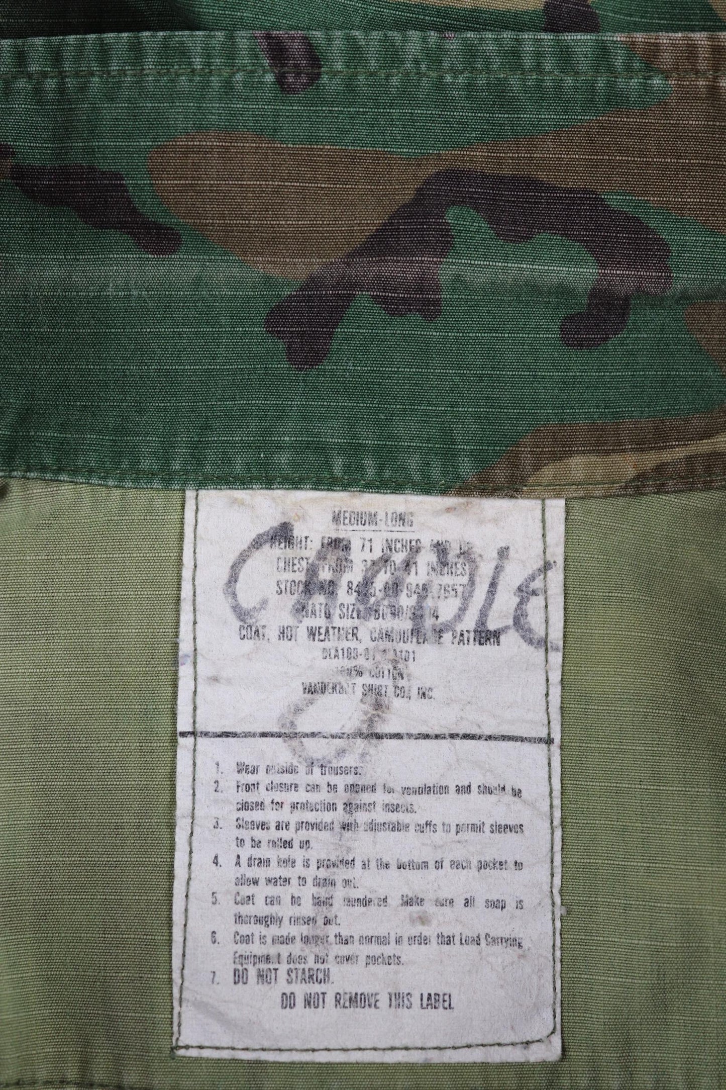 Vintage 1980s USMC camouflage shirt - rip stop - US marine corps - jungle jacket - 47" chest