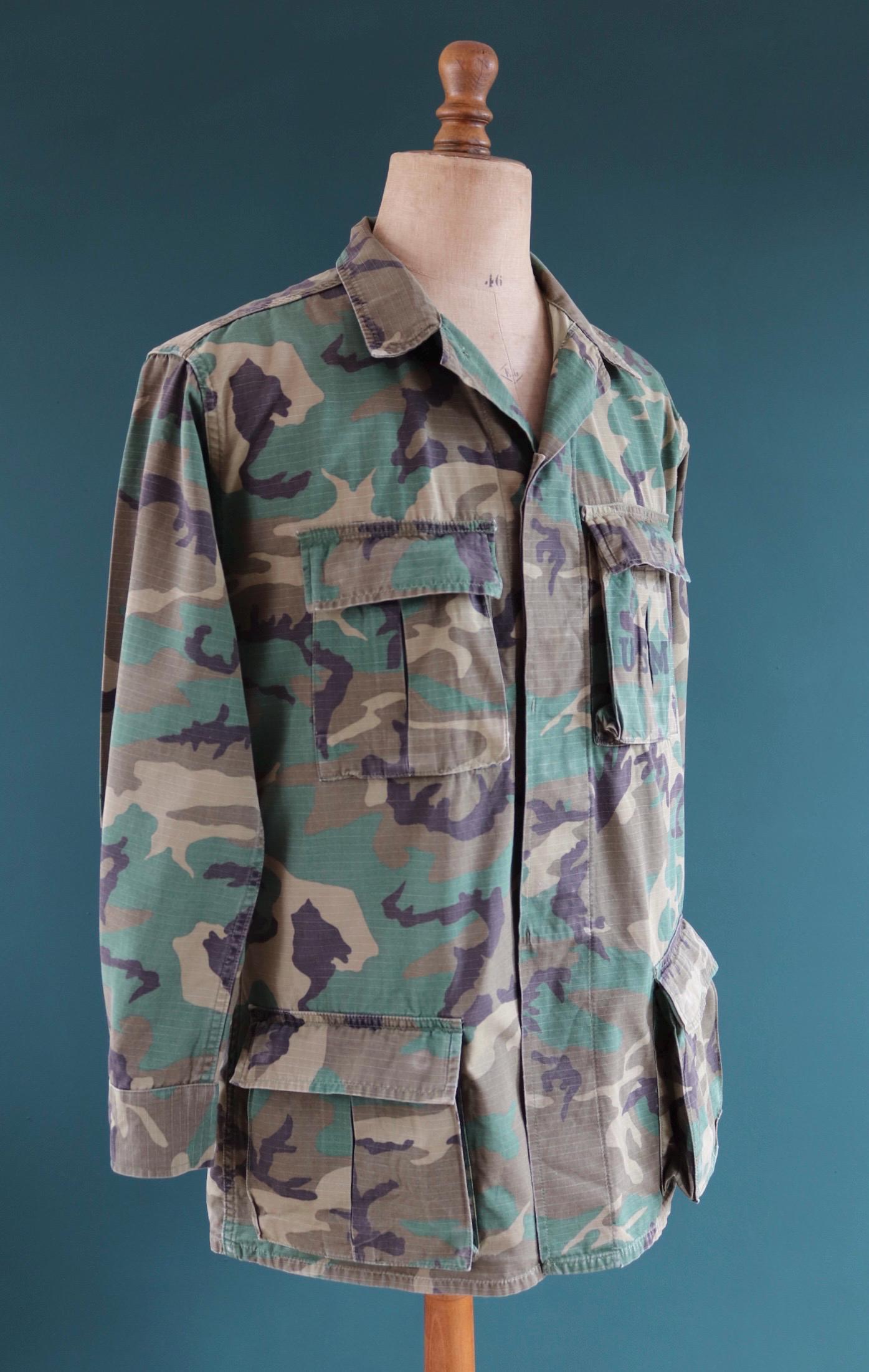 Vintage 1980s USMC camouflage shirt - rip stop - US marine corps - jungle jacket - 47" chest