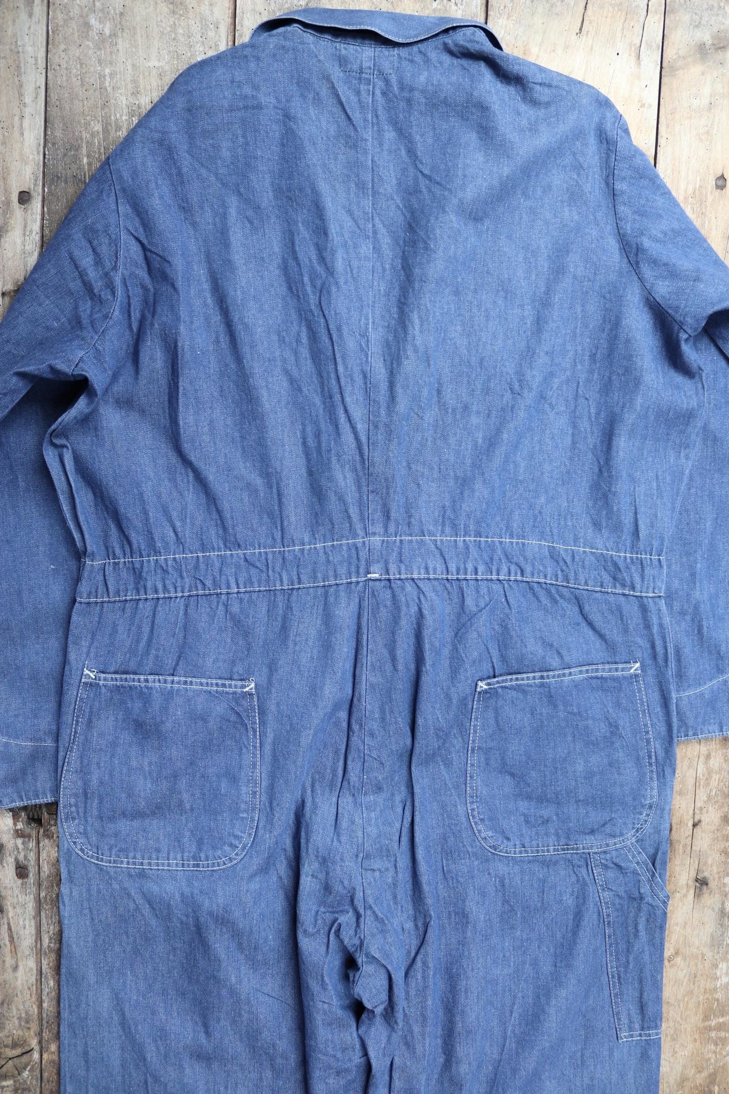 Vintage 1970s 80s workwear coveralls - blue denim overalls - 54” x 47” x 33” - mechanic boiler suit - Goodwood