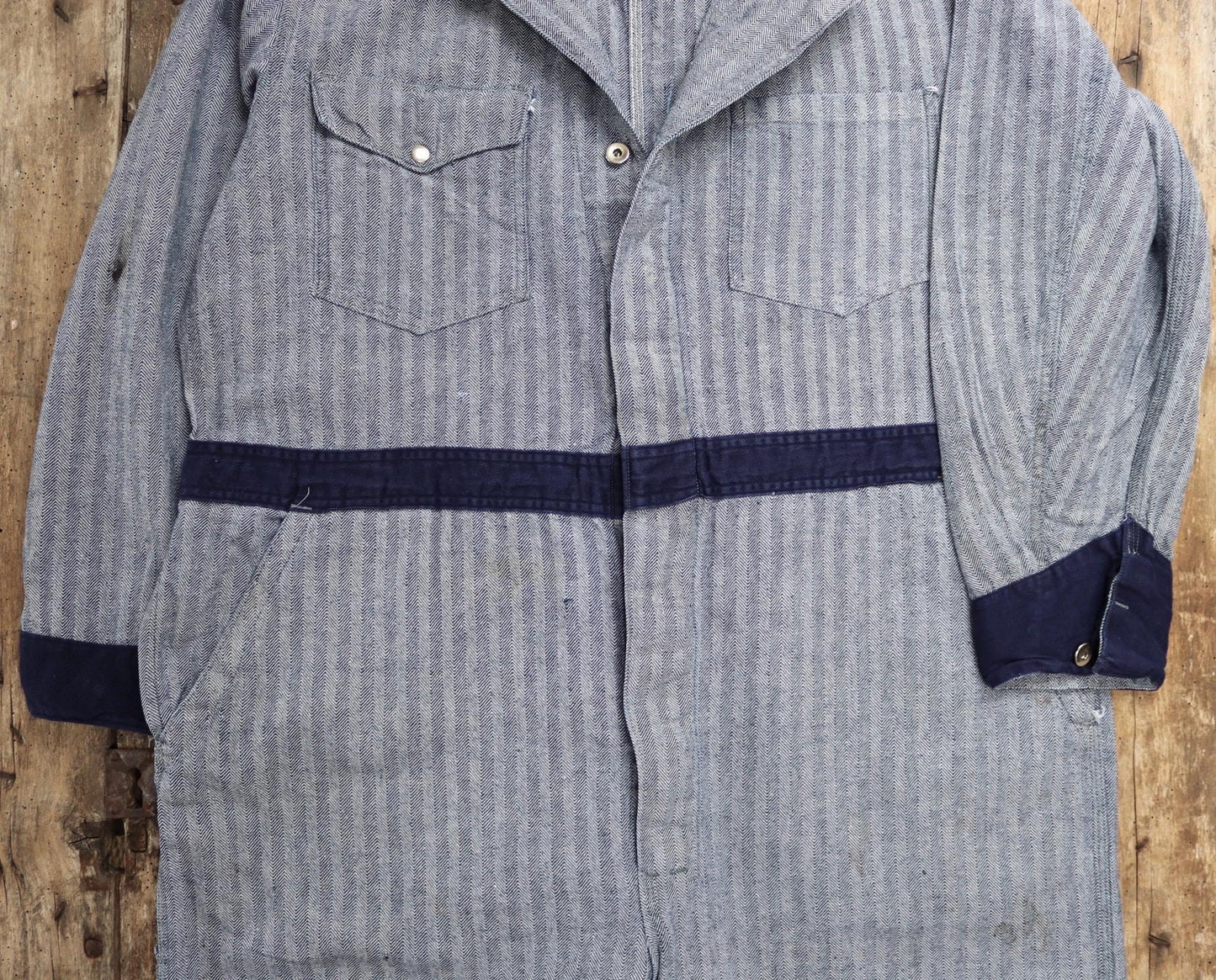 Vintage 1960s workwear coveralls - herringbone denim overalls - 46” x 39” x 32” - mechanic boiler suit - Goodwood outfit
