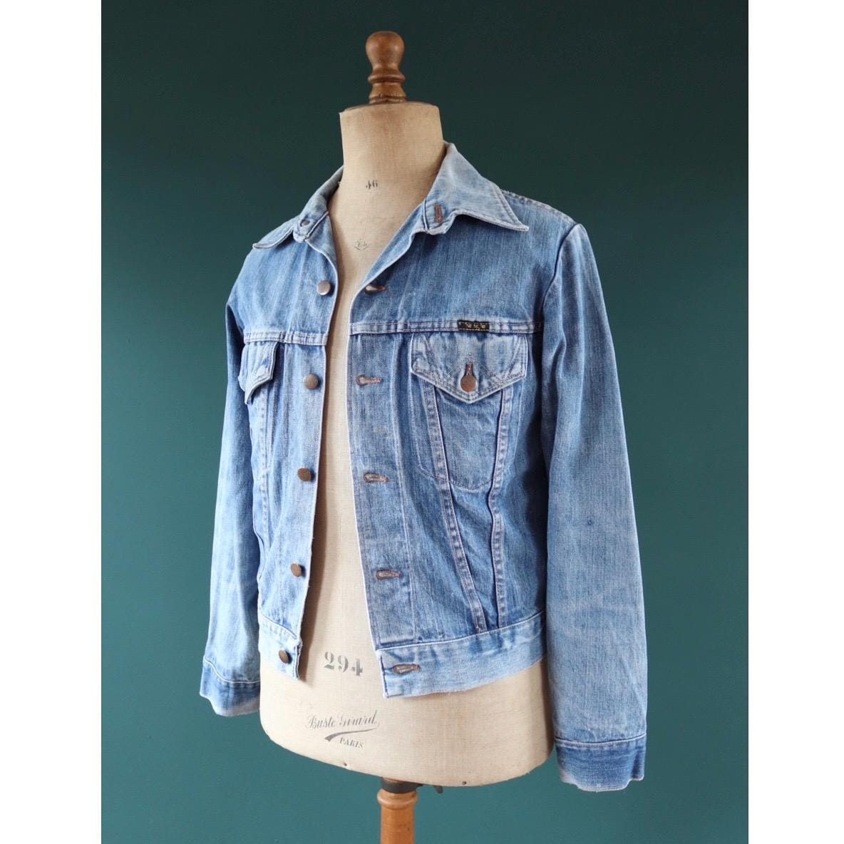 Vintage 1980s Wrangler denim jacket - 39" chest - faded workwear - Blue Bell label
