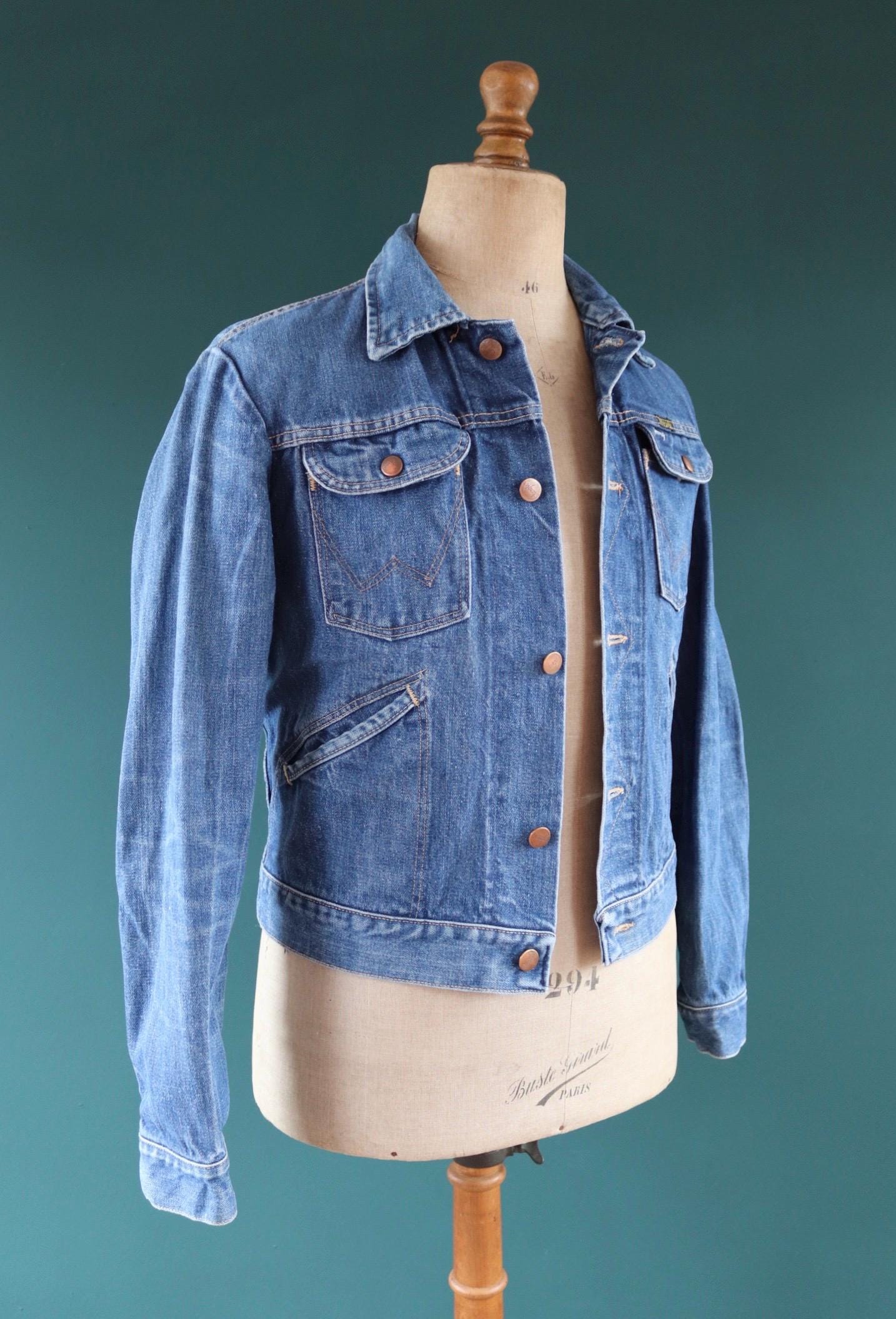 Vintage 1970s 80s Wrangler denim jacket - 39" chest - faded workwear