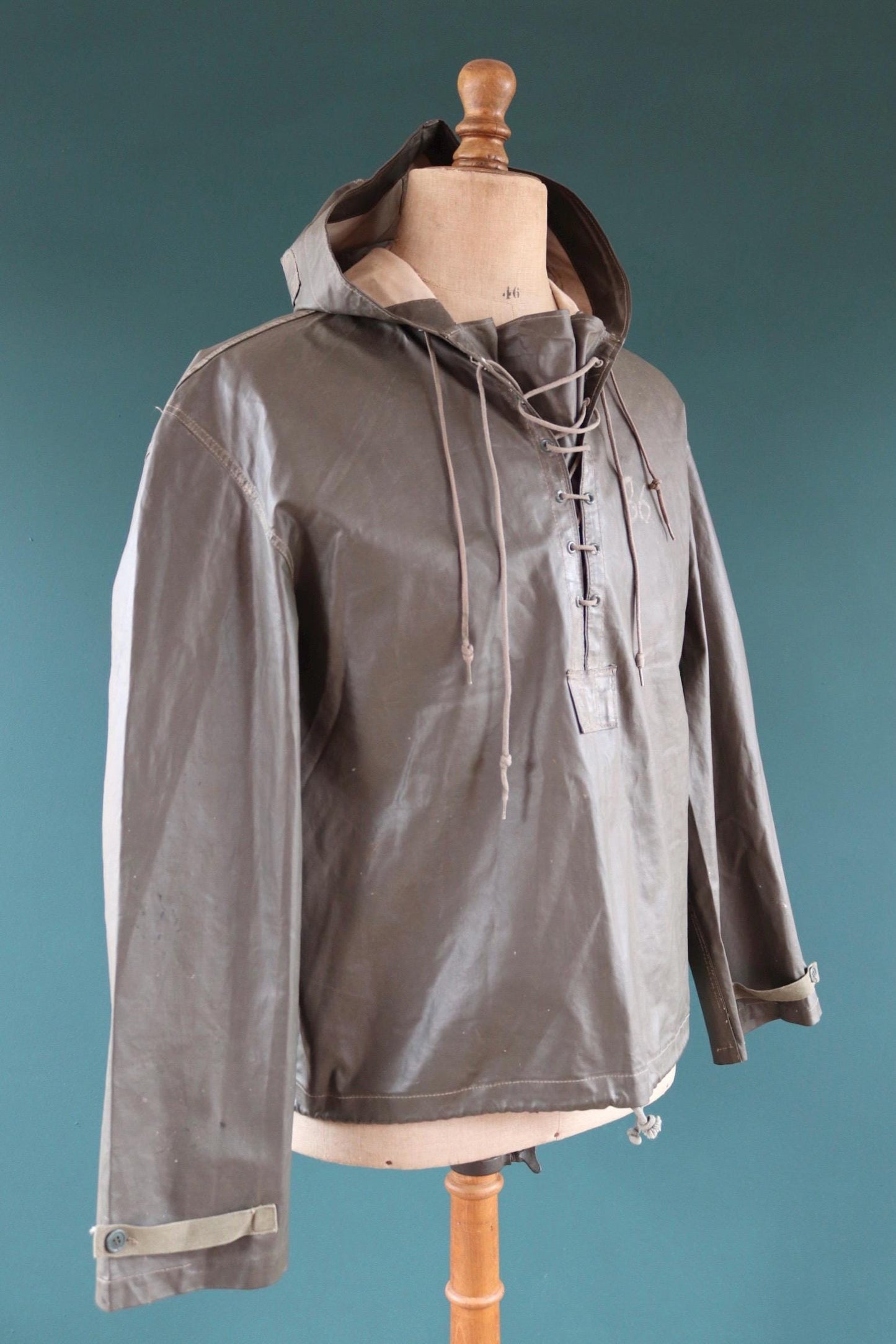 Vintage 1960s 70s Italian navy smock - foul weather anorak - military parka - sailor workwear - 52” chest
