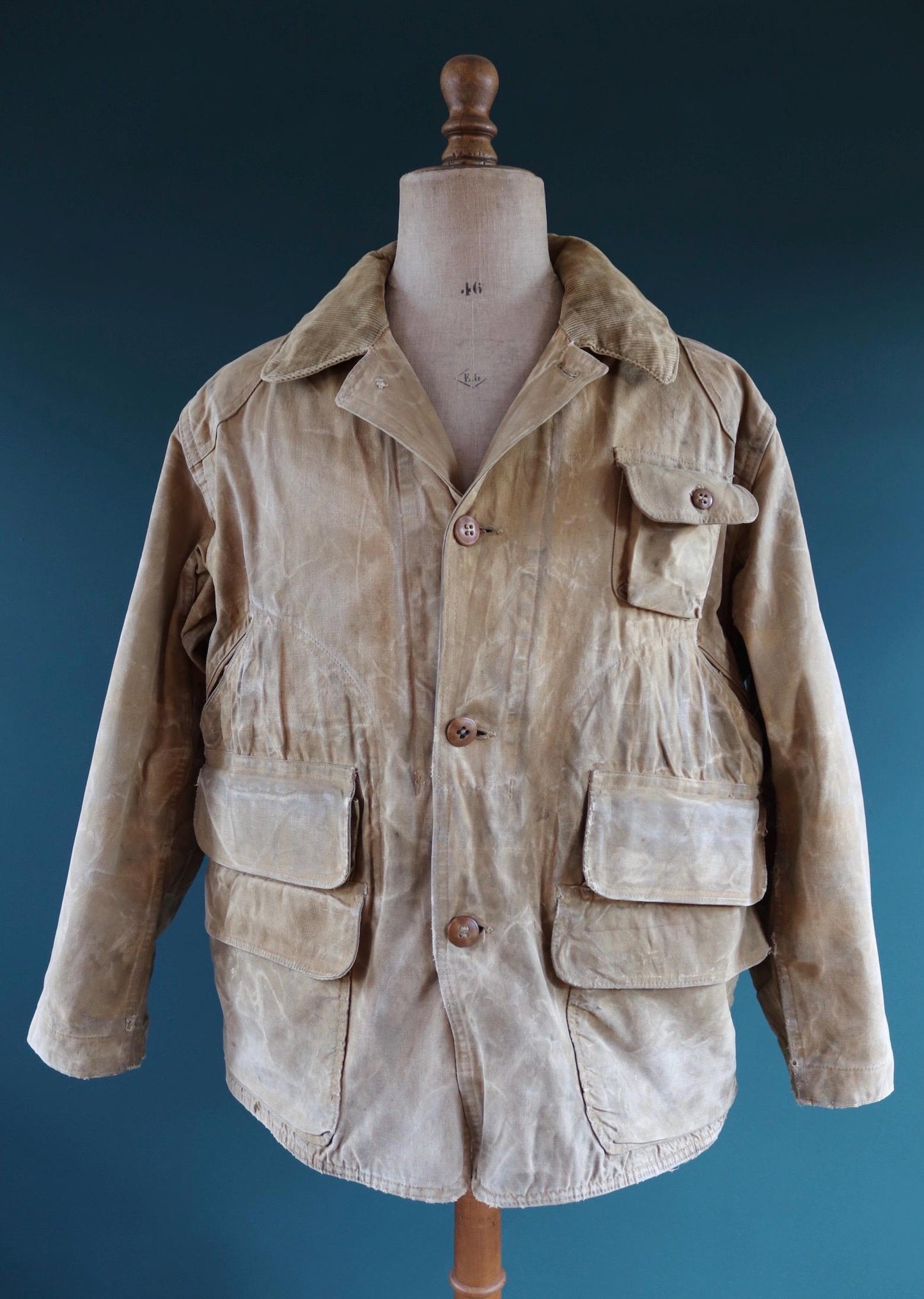Vintage 1940s duck cotton hunting jacket - American workwear - tin cloth - 48” chest - Red Head