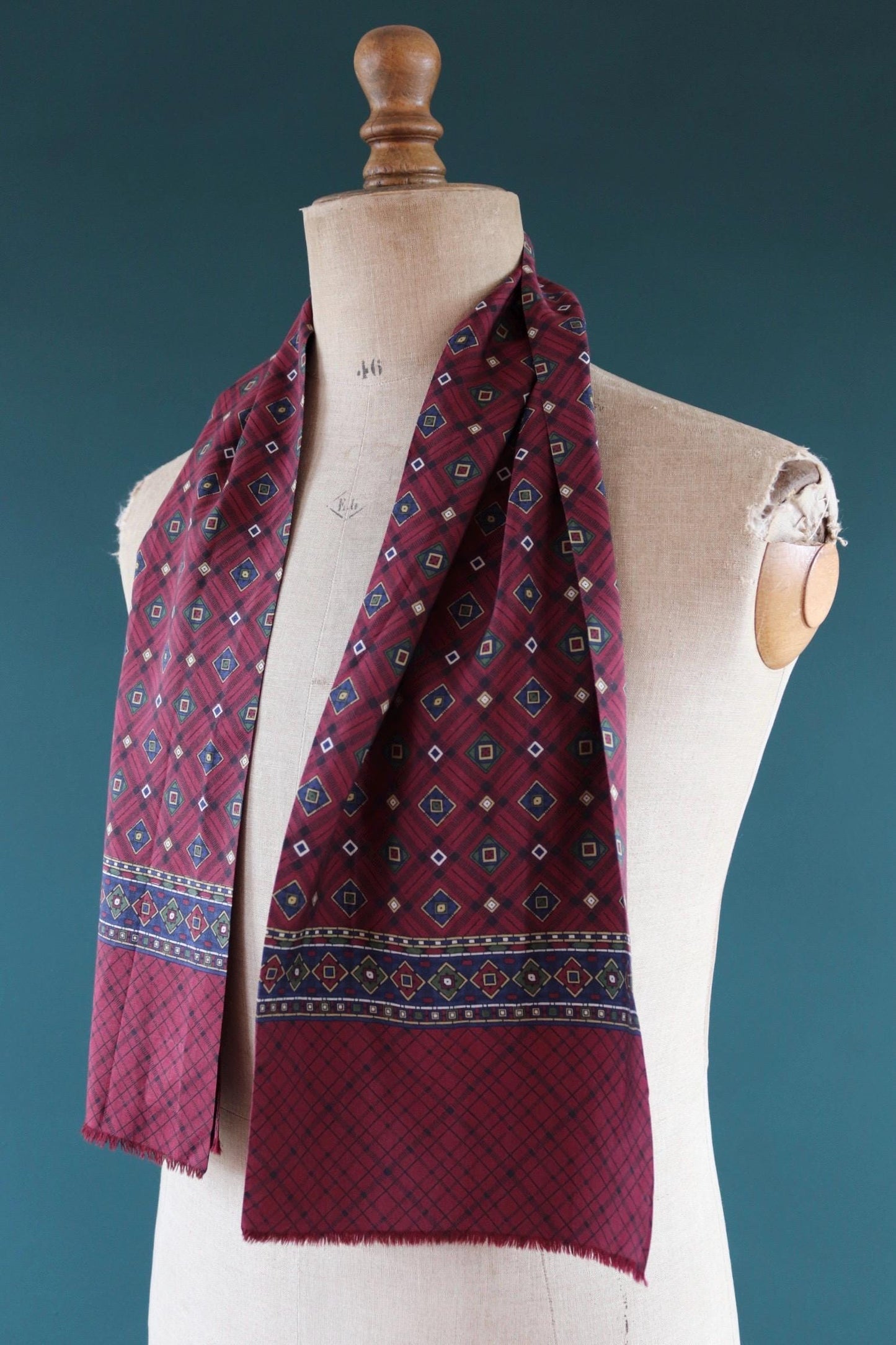 Vintage Italian scarf - silk and wool - mod style - Goodwood - wedding attire