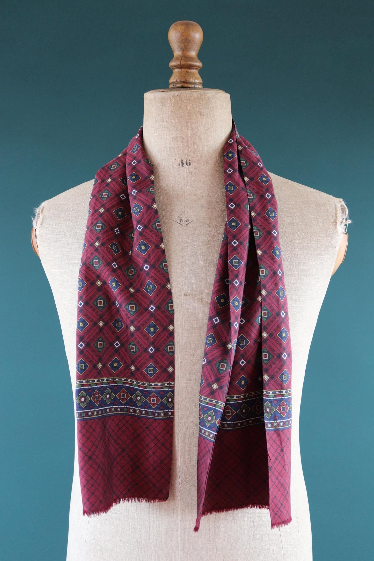 Vintage Italian scarf - silk and wool - mod style - Goodwood - wedding attire