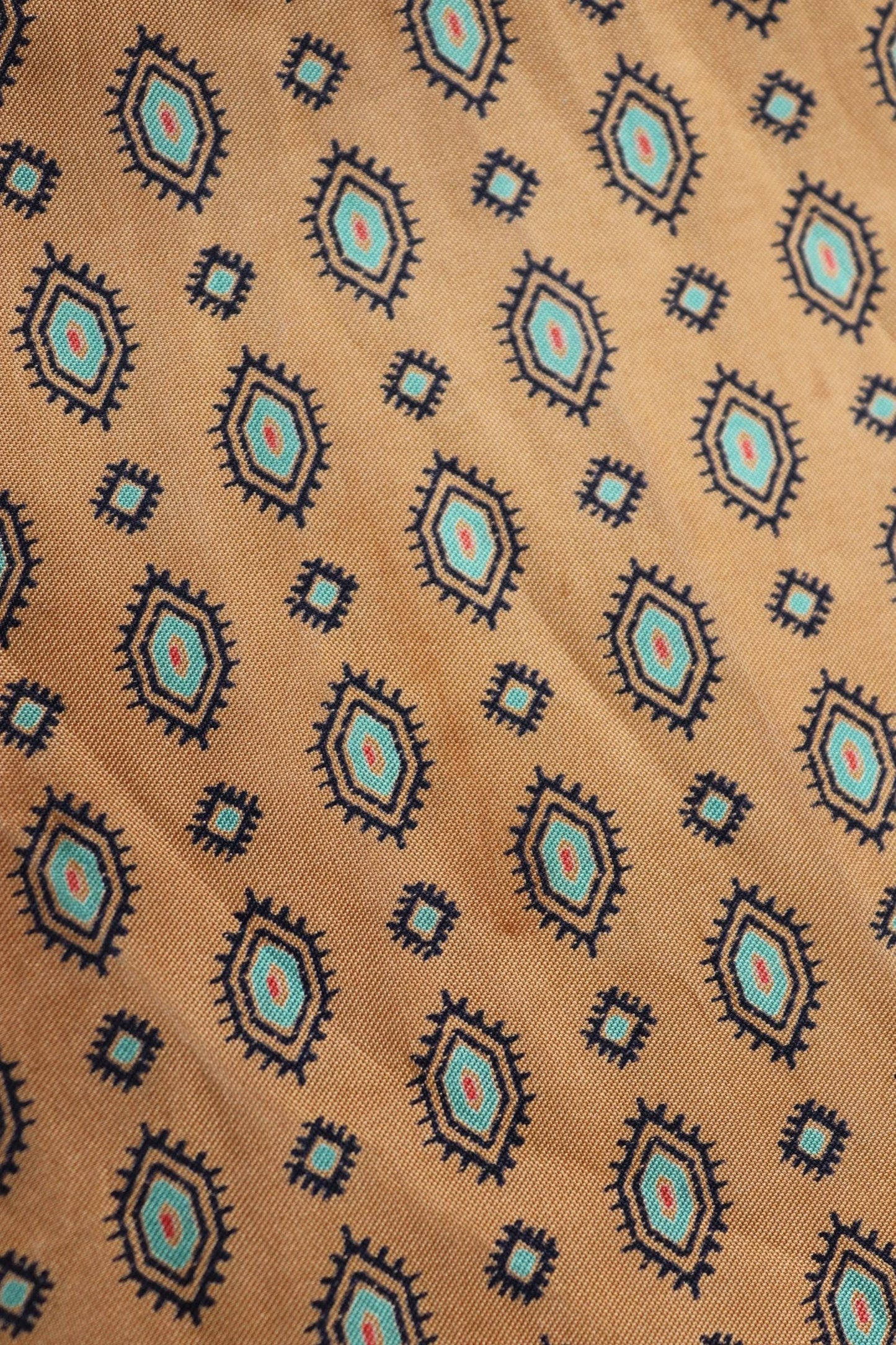 Vintage mens neck scarf - ochre and turquoise - mod style - Goodwood festival - wedding attire