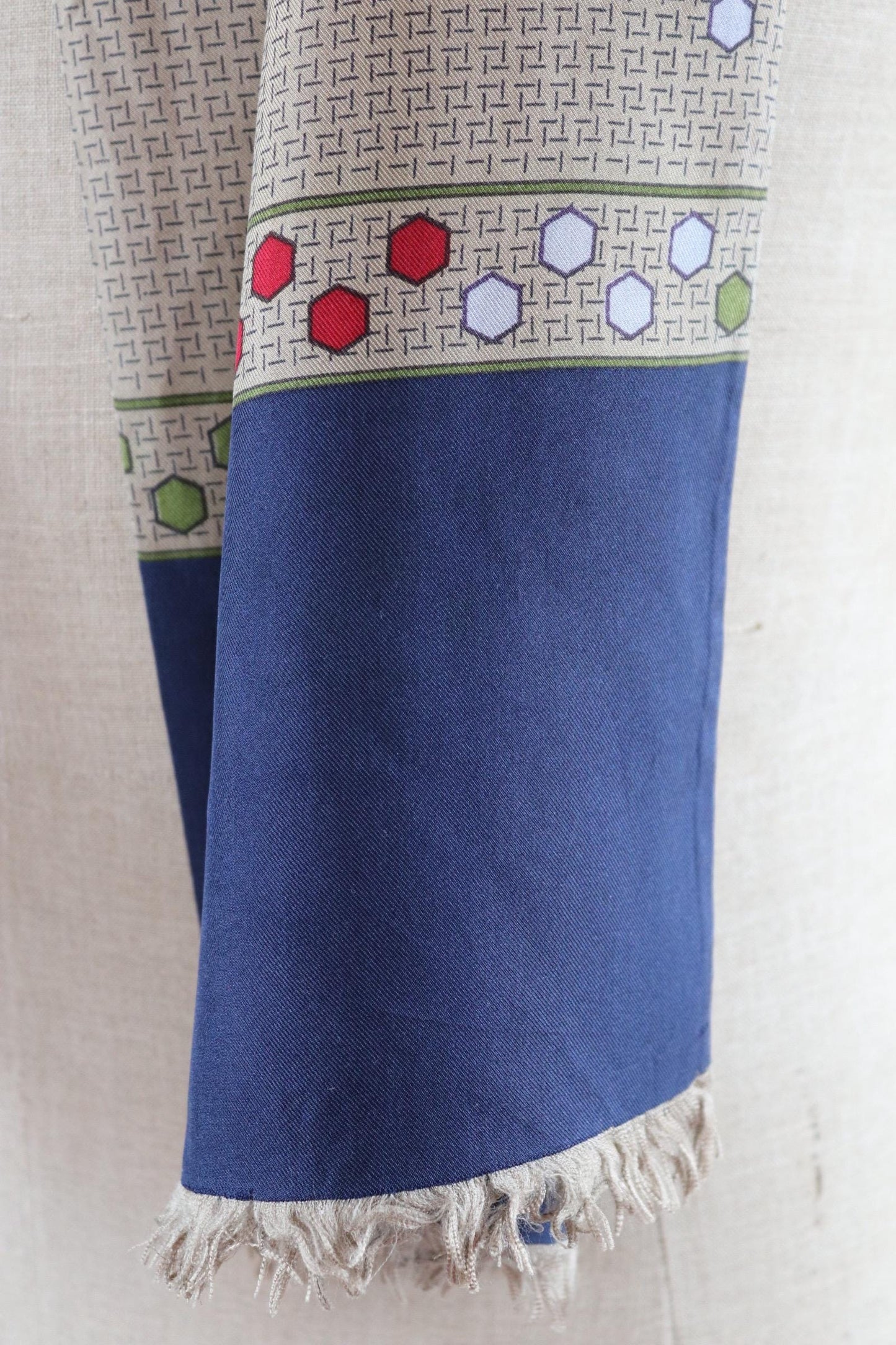 Vintage mens neck scarf - taupe and navy blue - mod style - Goodwood festival - wedding attire