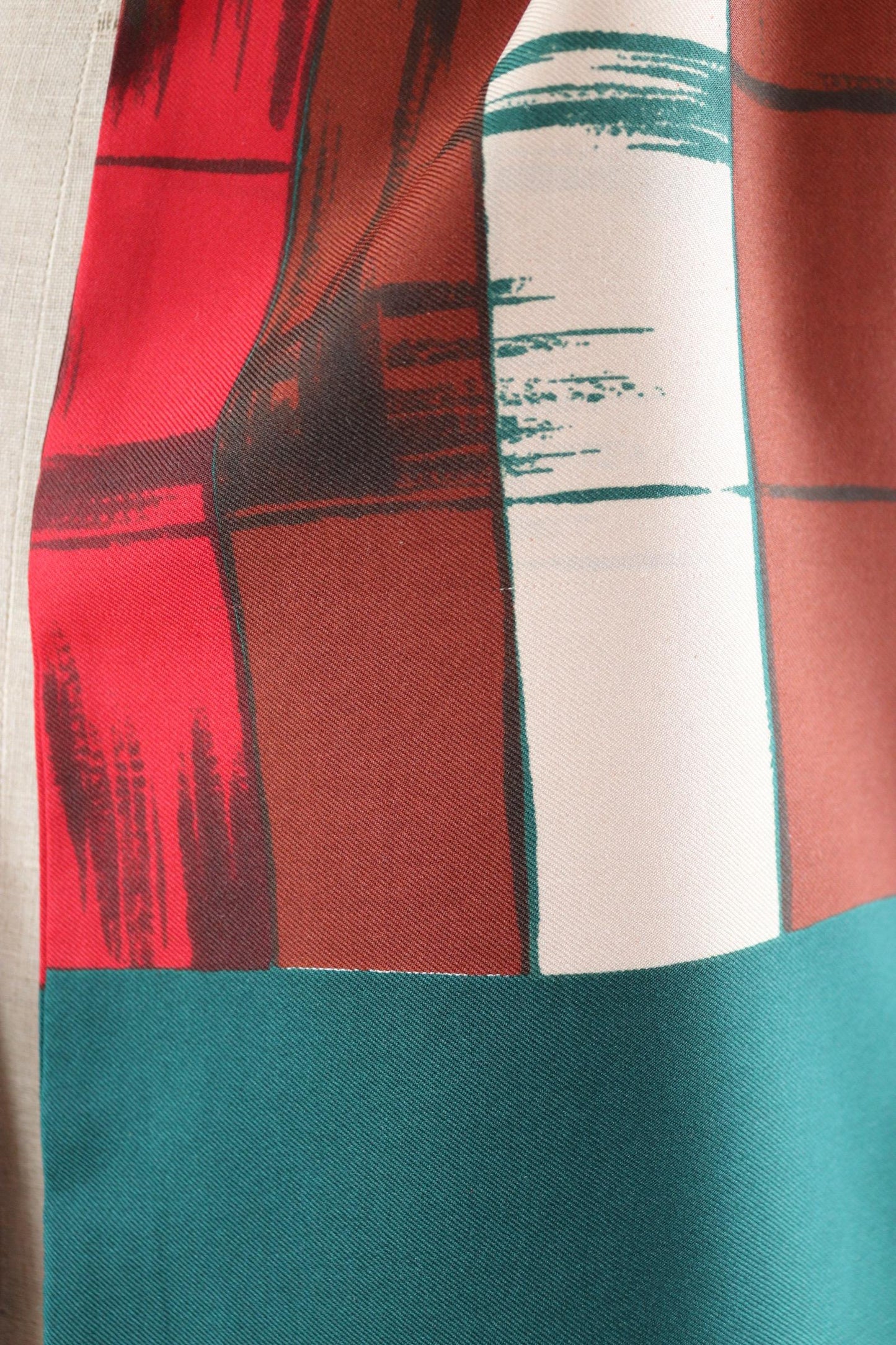 Vintage mens neck scarf - green and red - mod style - Goodwood festival - wedding attire