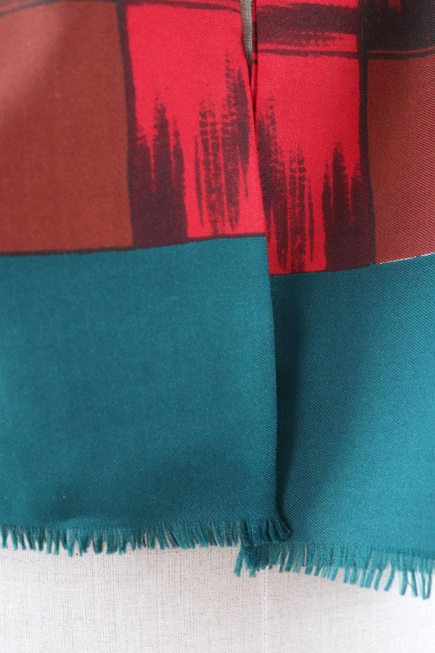 Vintage mens neck scarf - green and red - mod style - Goodwood festival - wedding attire