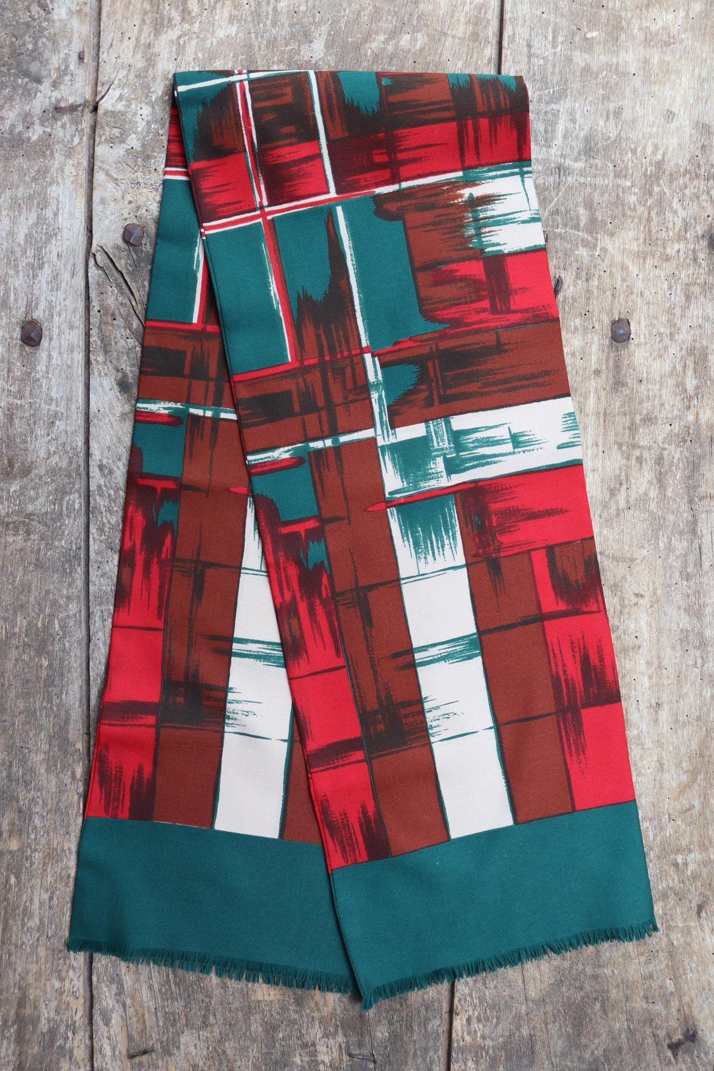 Vintage mens neck scarf - green and red - mod style - Goodwood festival - wedding attire