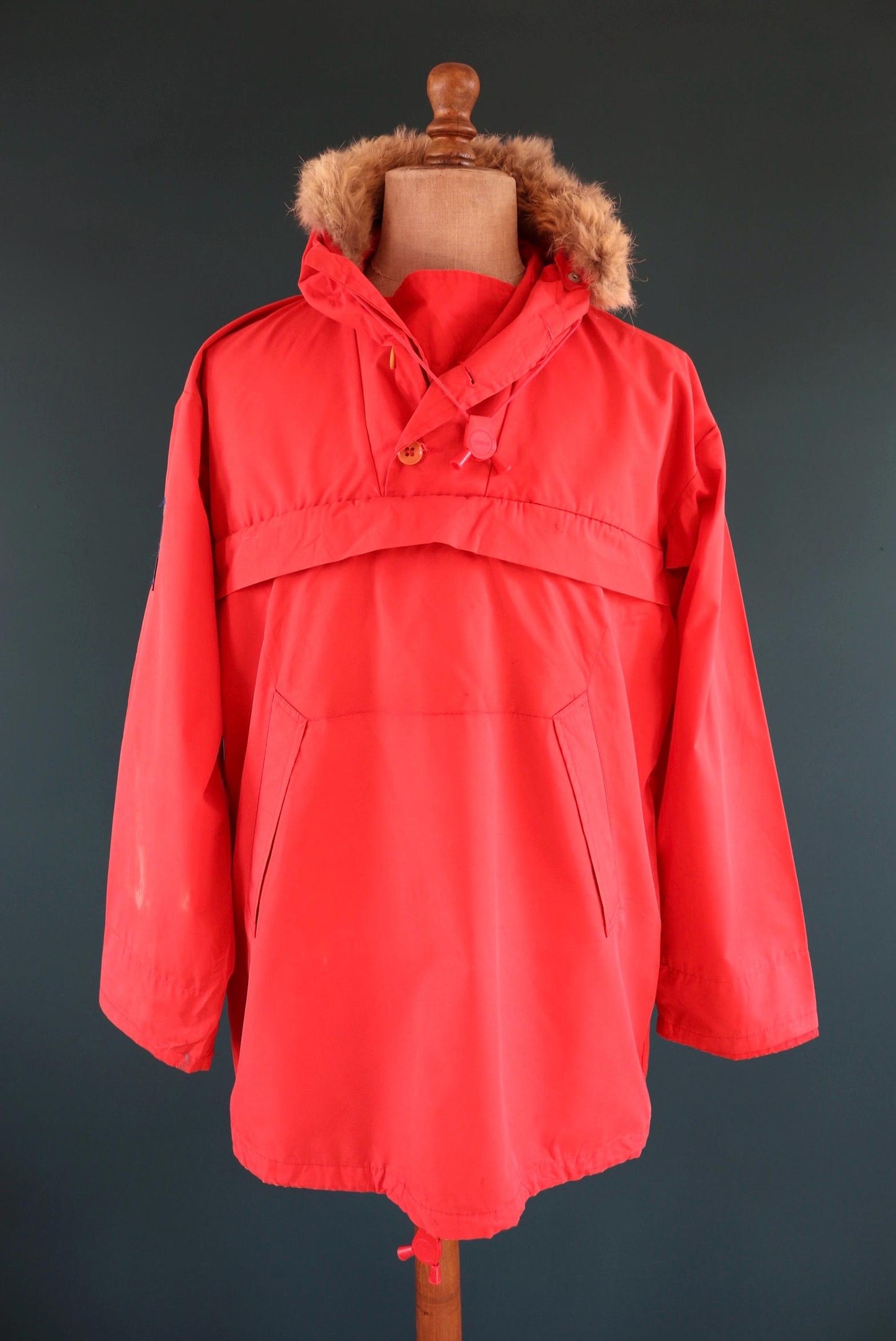 Vintage 1970s 80s red Norwegian smock - hiking anorak - 48” chest