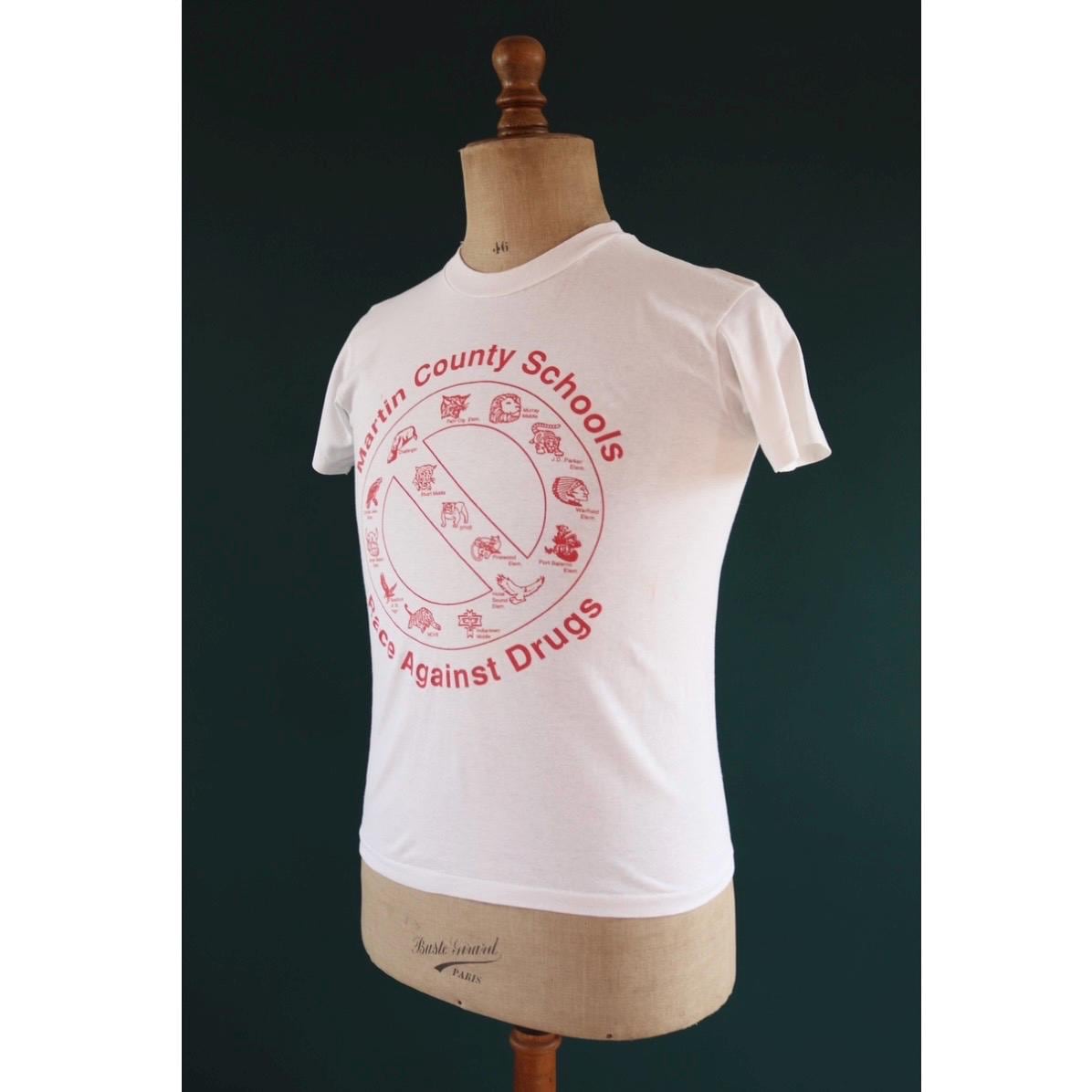 Vintage 1980s 90s anti drugs t shirt - school logo print - 36” chest