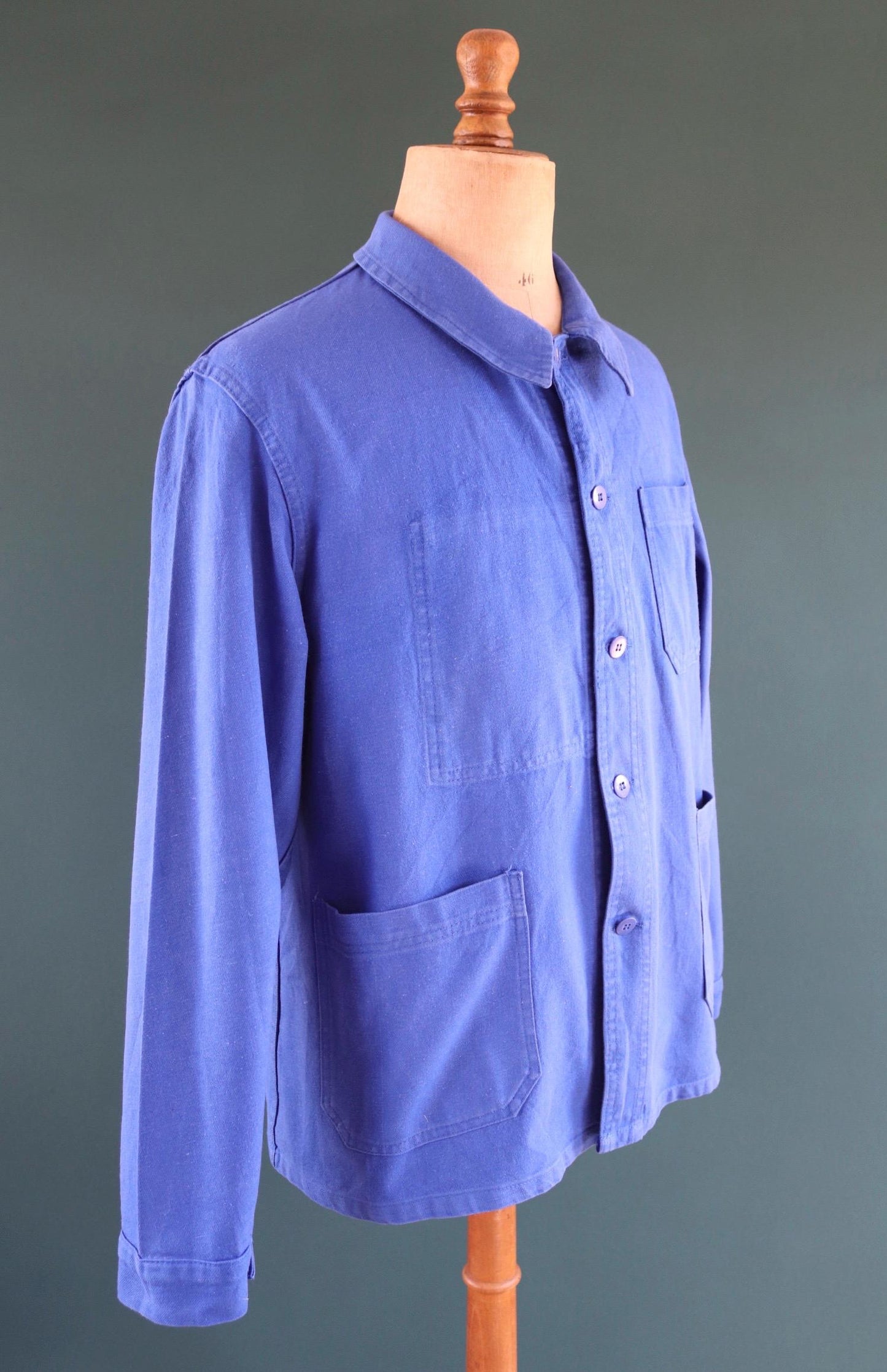 Vintage French blue workwear jacket - 1960s chore coat - cotton twill - 46” chest - bleu de travail - Bill Cunningham