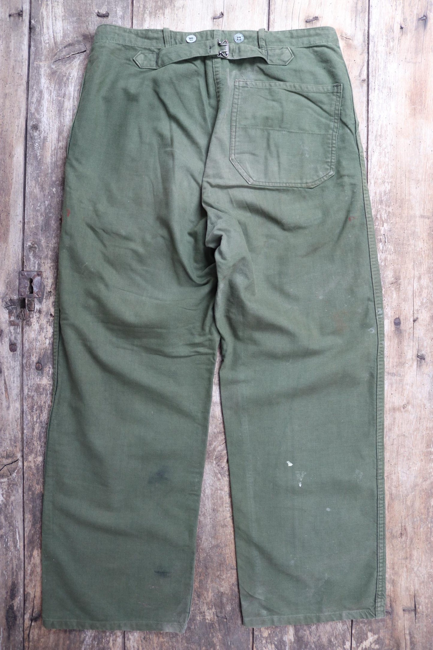 Vintage 1940s 50s Swedish military workwear trousers - utility chore pants - buckle back - 34” x 30”