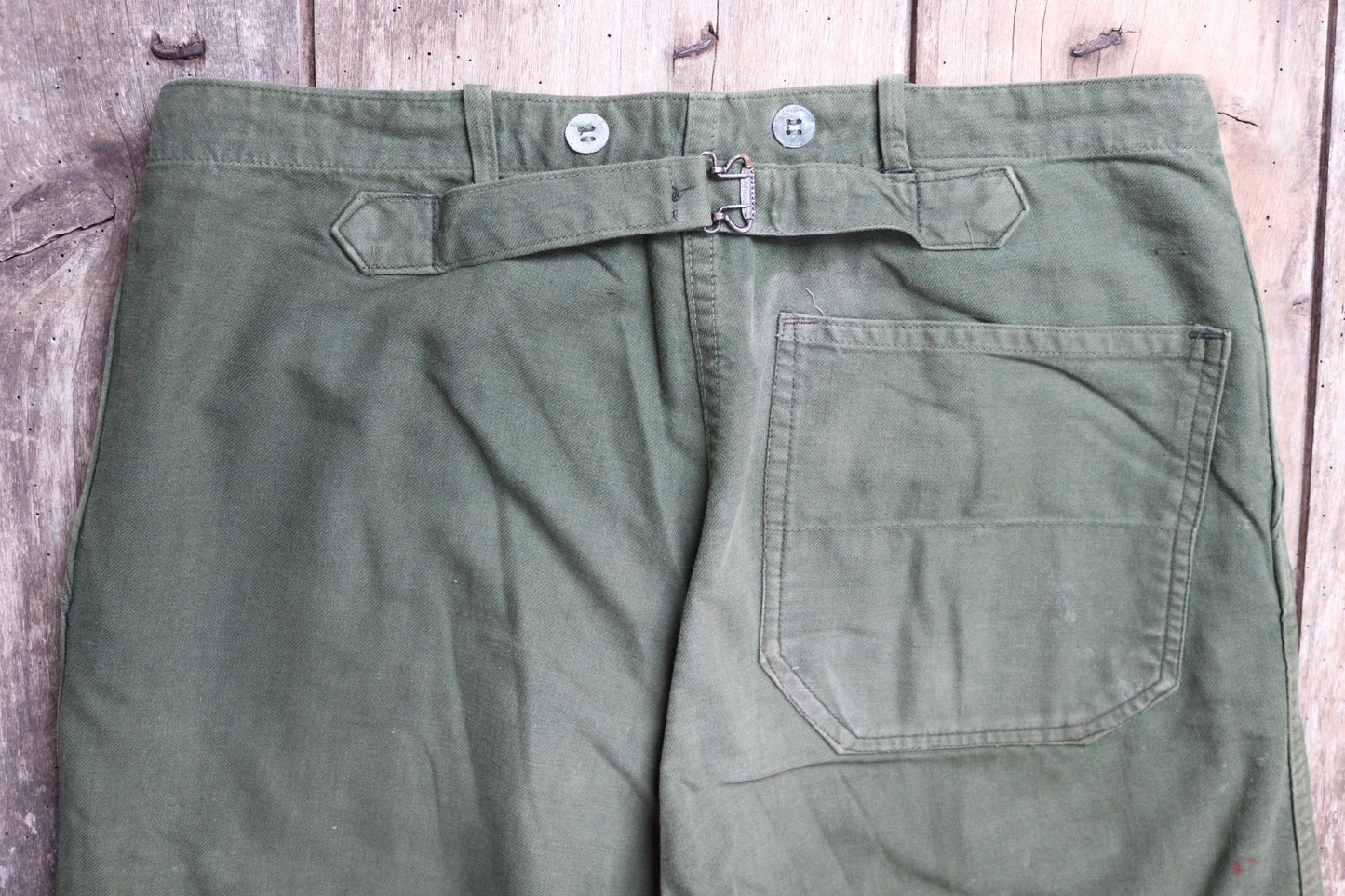 Vintage 1940s 50s Swedish military workwear trousers - utility chore pants - buckle back - 34” x 30”
