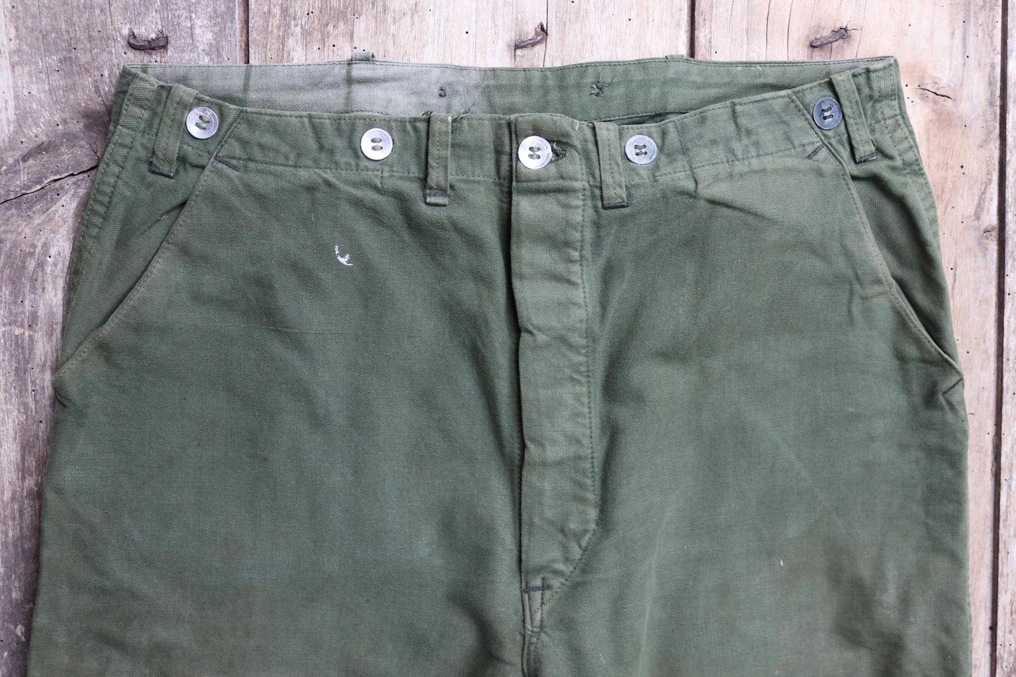 Vintage 1940s 50s Swedish military workwear trousers - utility chore pants - buckle back - 34” x 30”